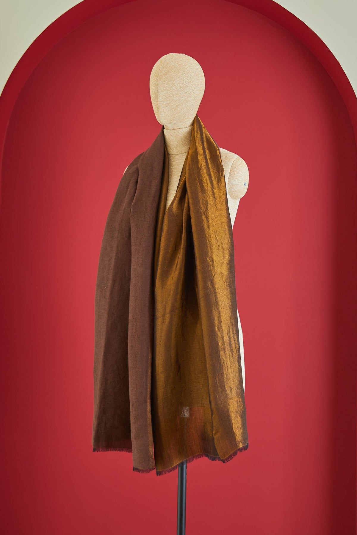 Wool Reversible Zari Brown Stole