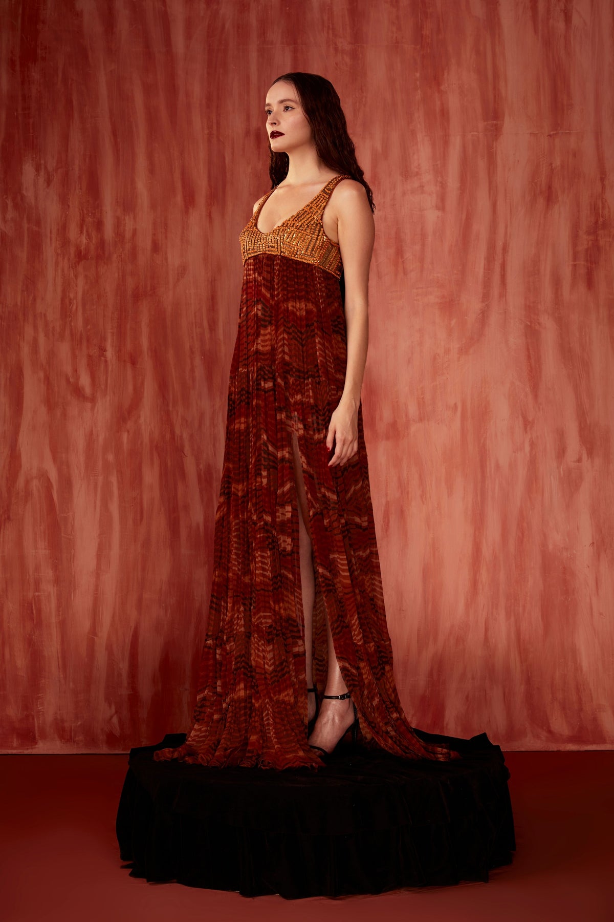 Tangerine Byzantine Print Maxi