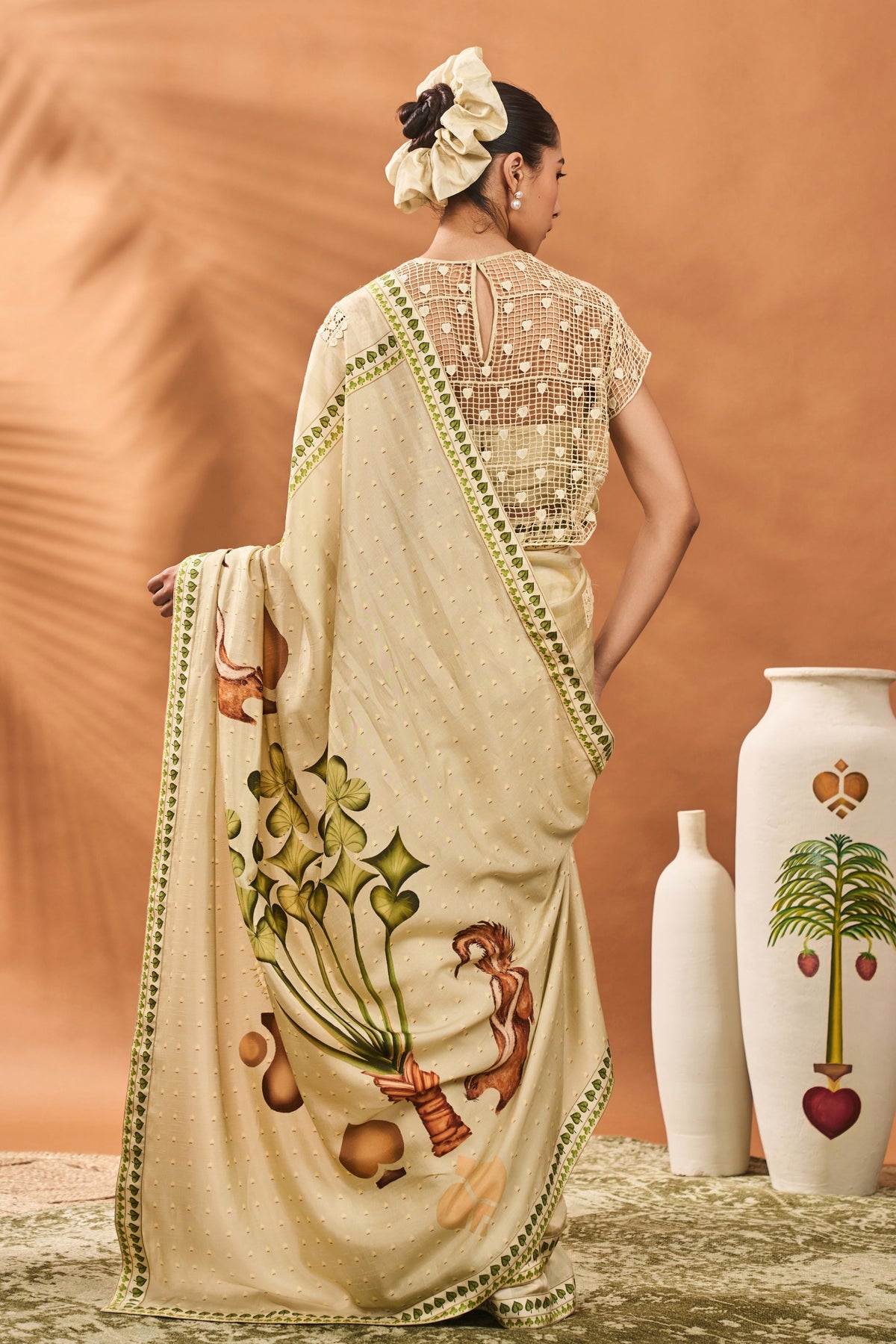 Sage Green Striped All Fours Saree