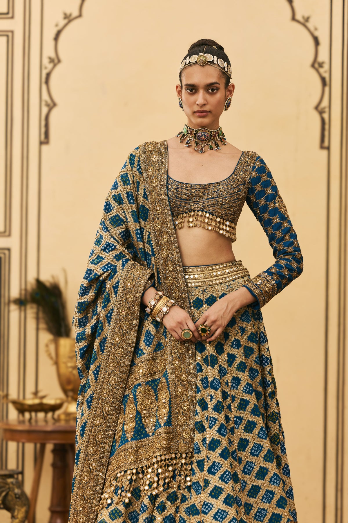 Blue Bandhani Lehenga Set