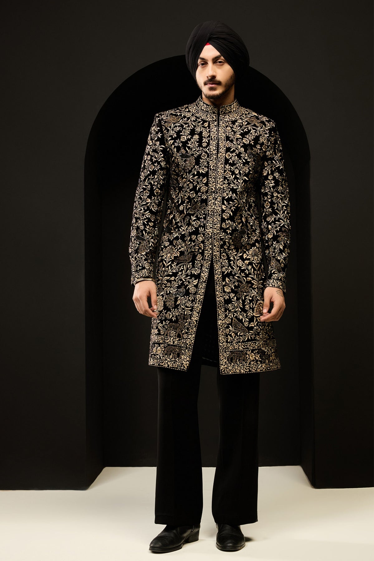 Open Embroidered Indo Western Set