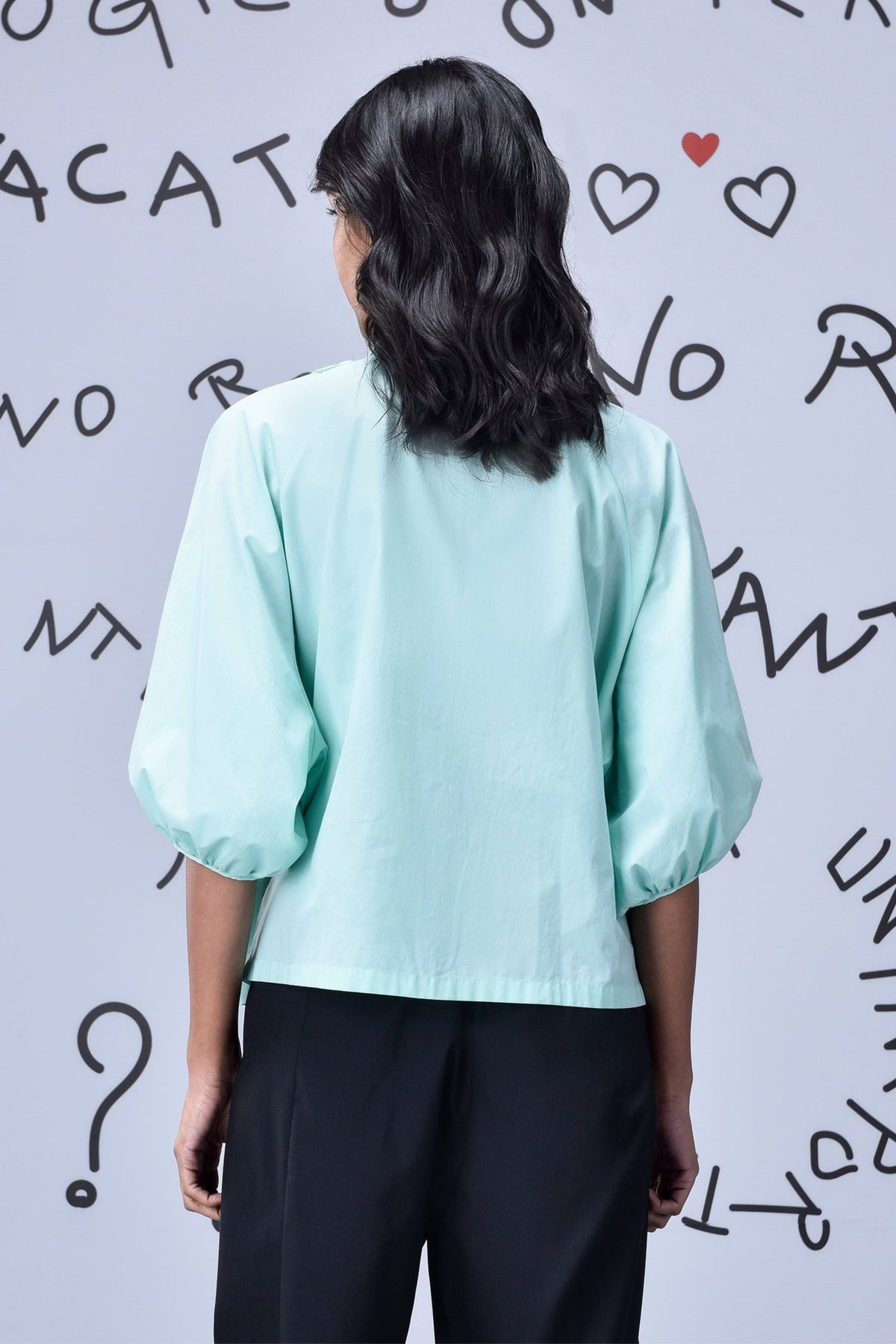 Frill Collar Top Nile Green
