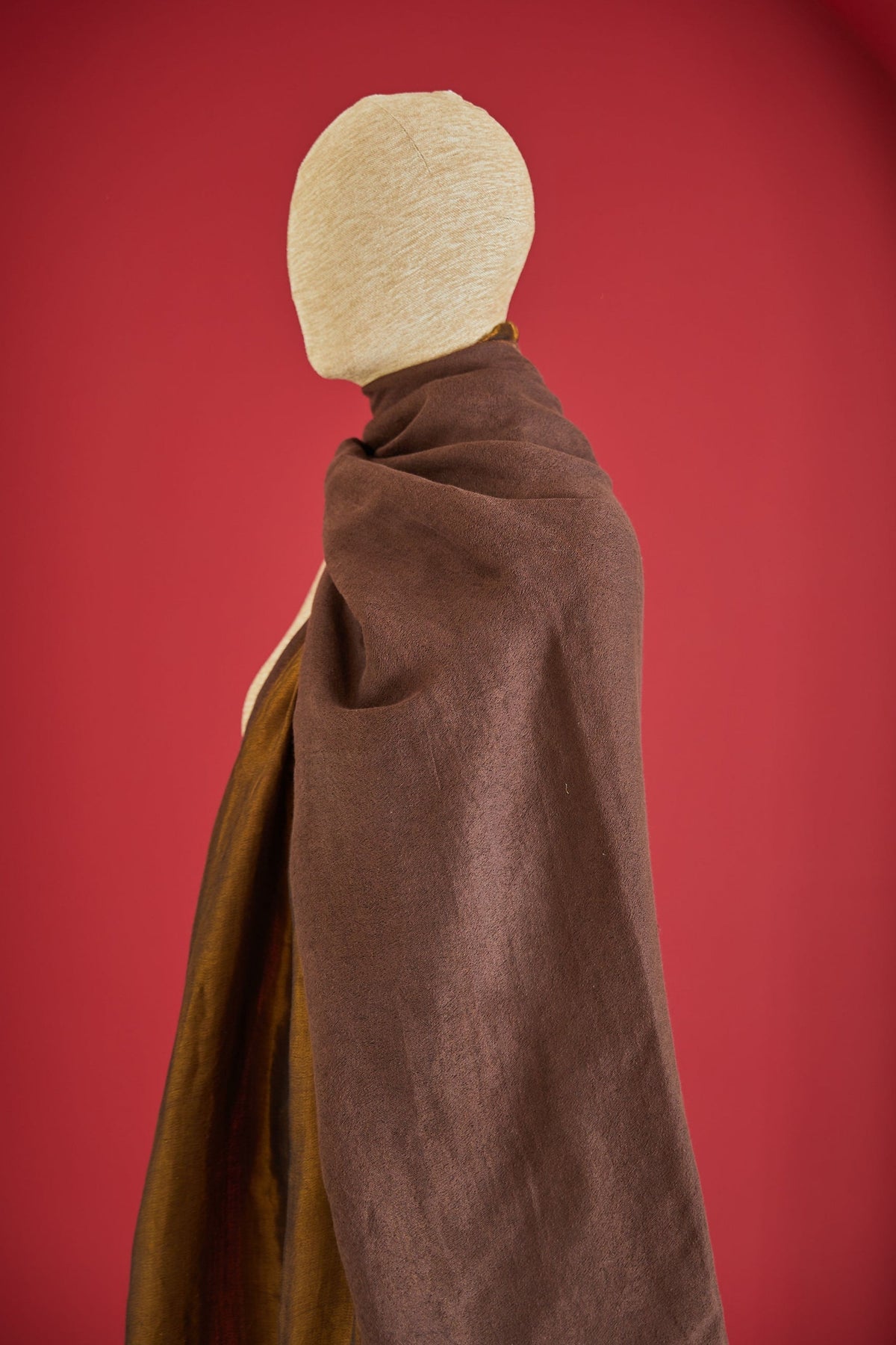 Wool Reversible Zari Brown Stole