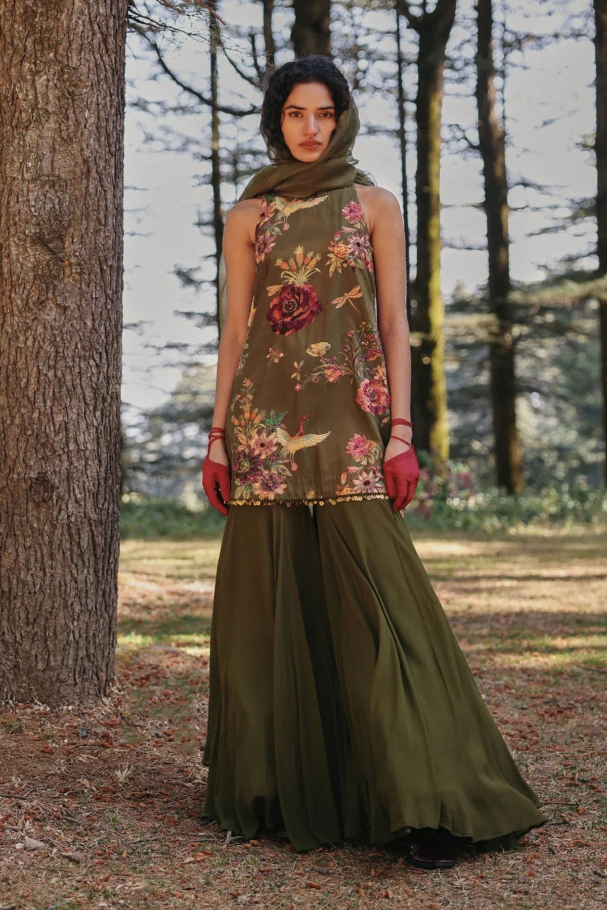Pine Whisper Gharara Set