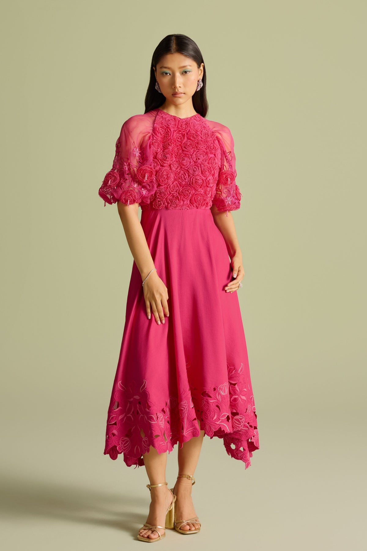 Pink Rose Flounce Dress