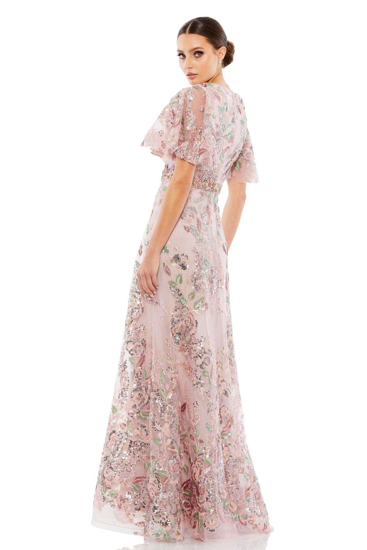 V-neck Short Flutter Gown