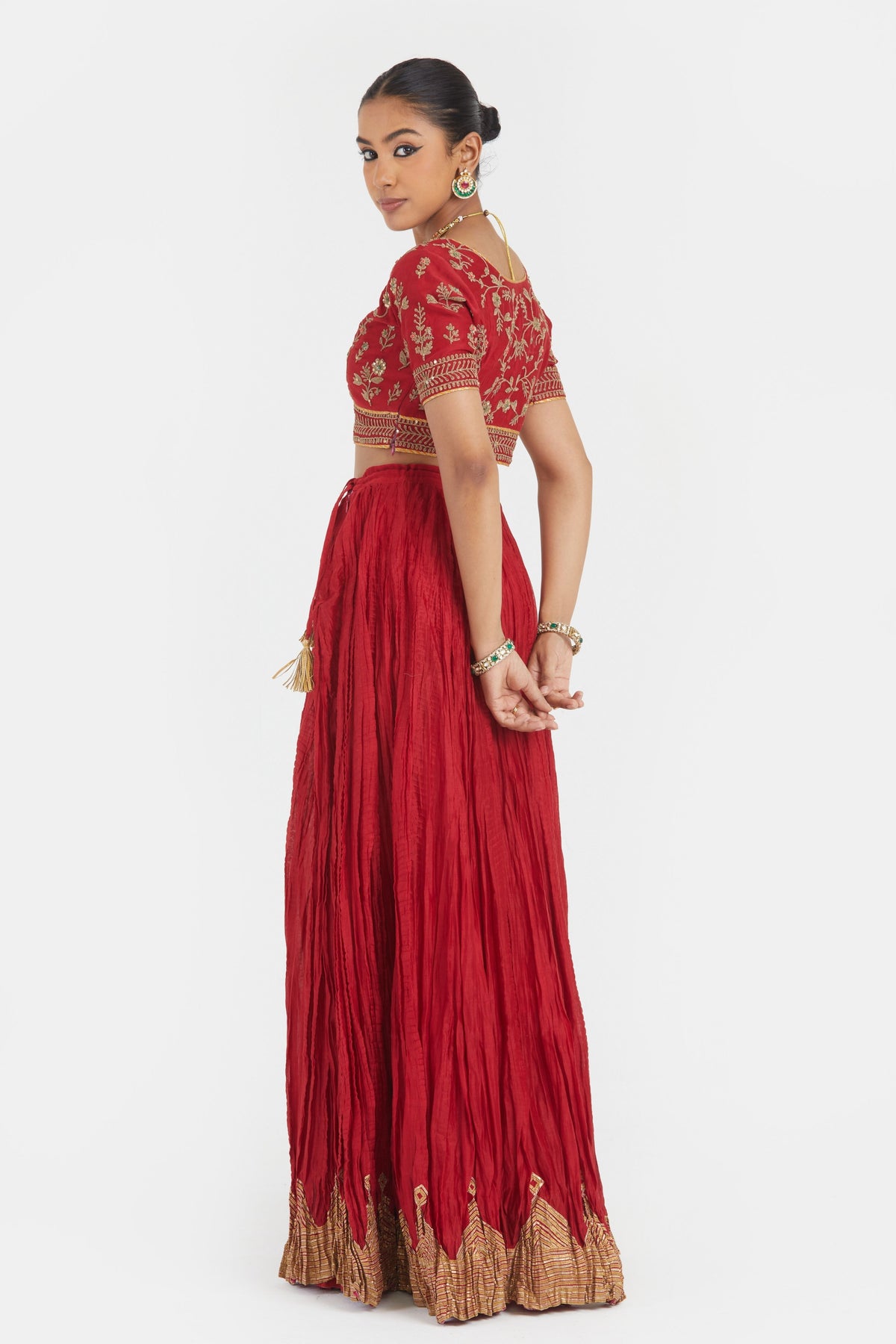 Bright Red Silk Lehenga Set