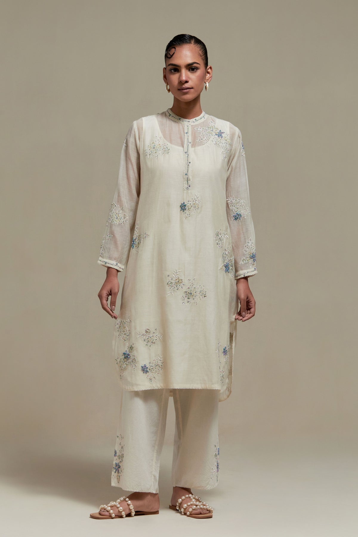 Blue Applique Kurta And Pants
