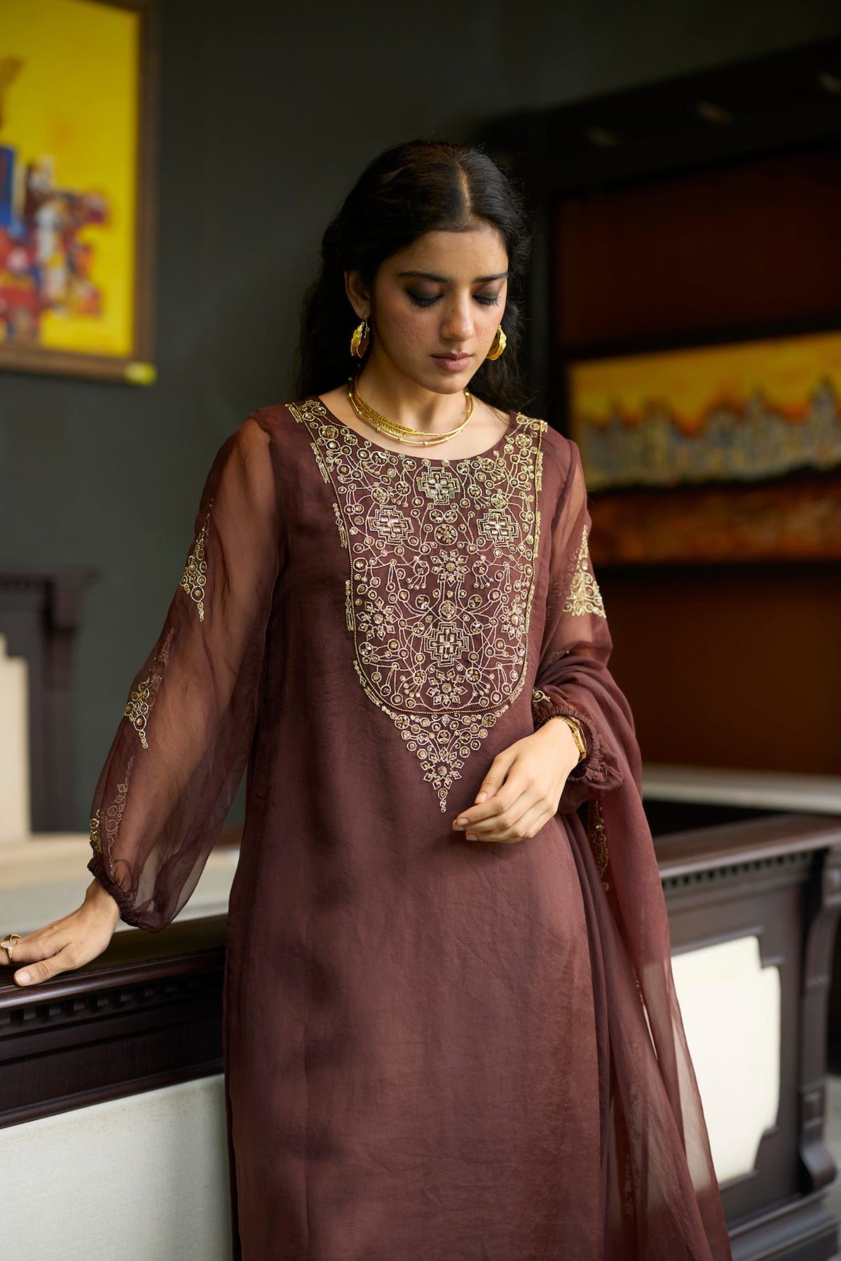 Brown Sukhali Kurta Set