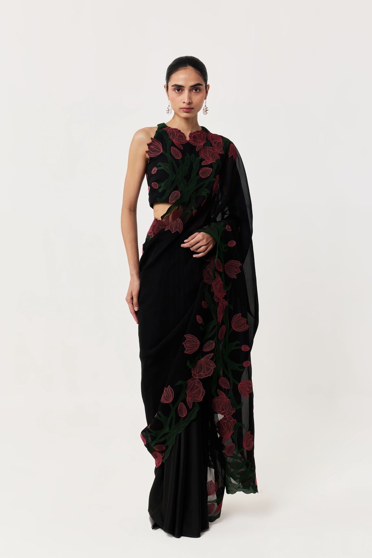 Wild Tulip Pre-Stitched Saree Set