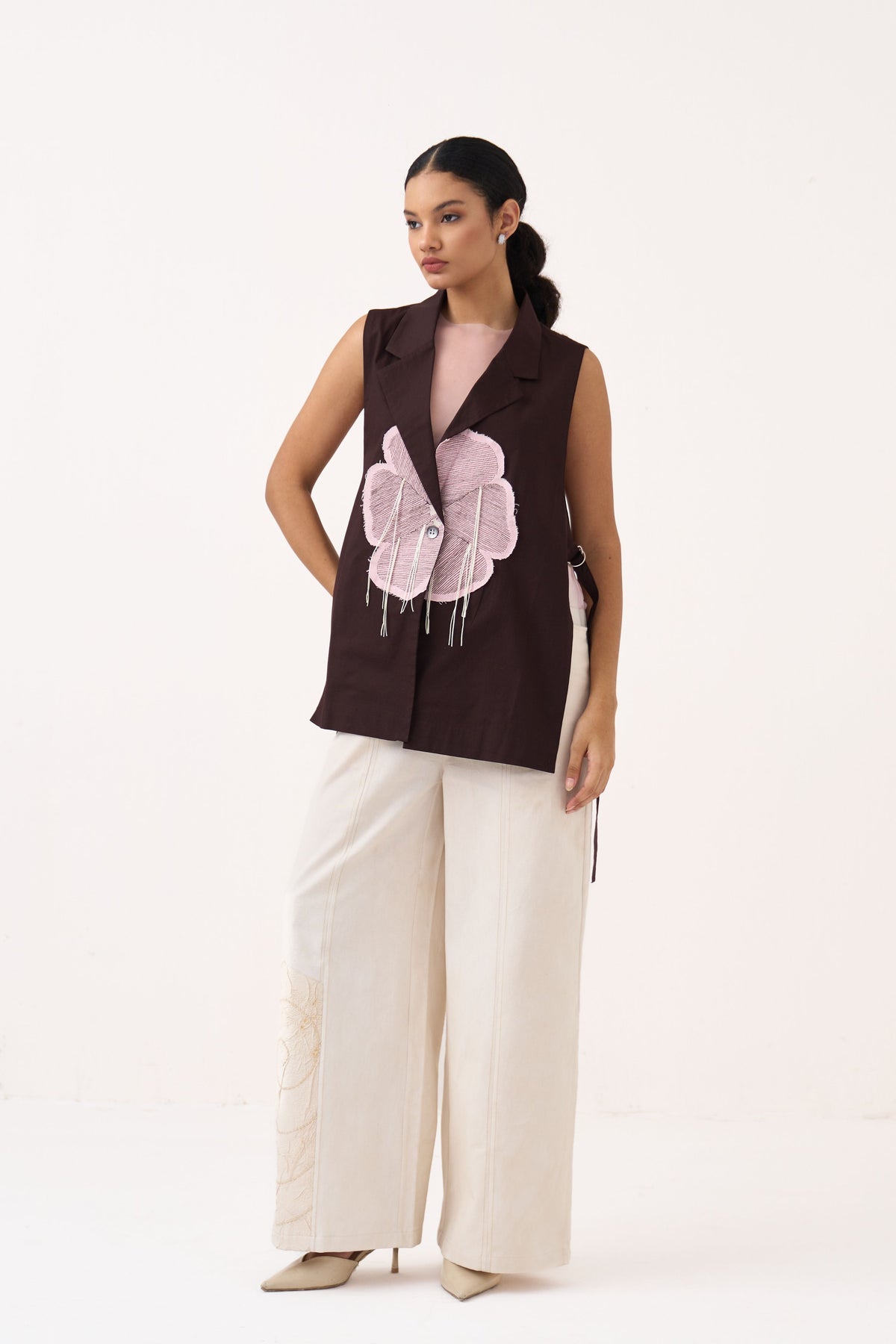 Floral Applique Waistcoat Set