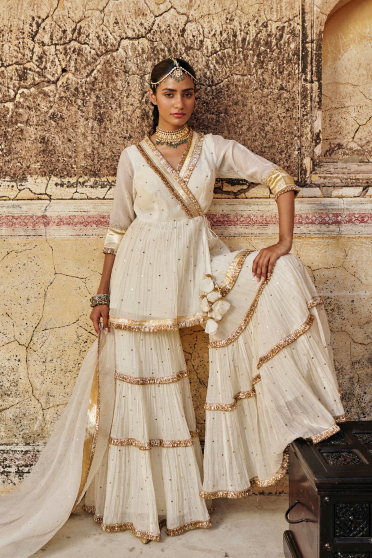 Ivory Chanderi Sharara Set