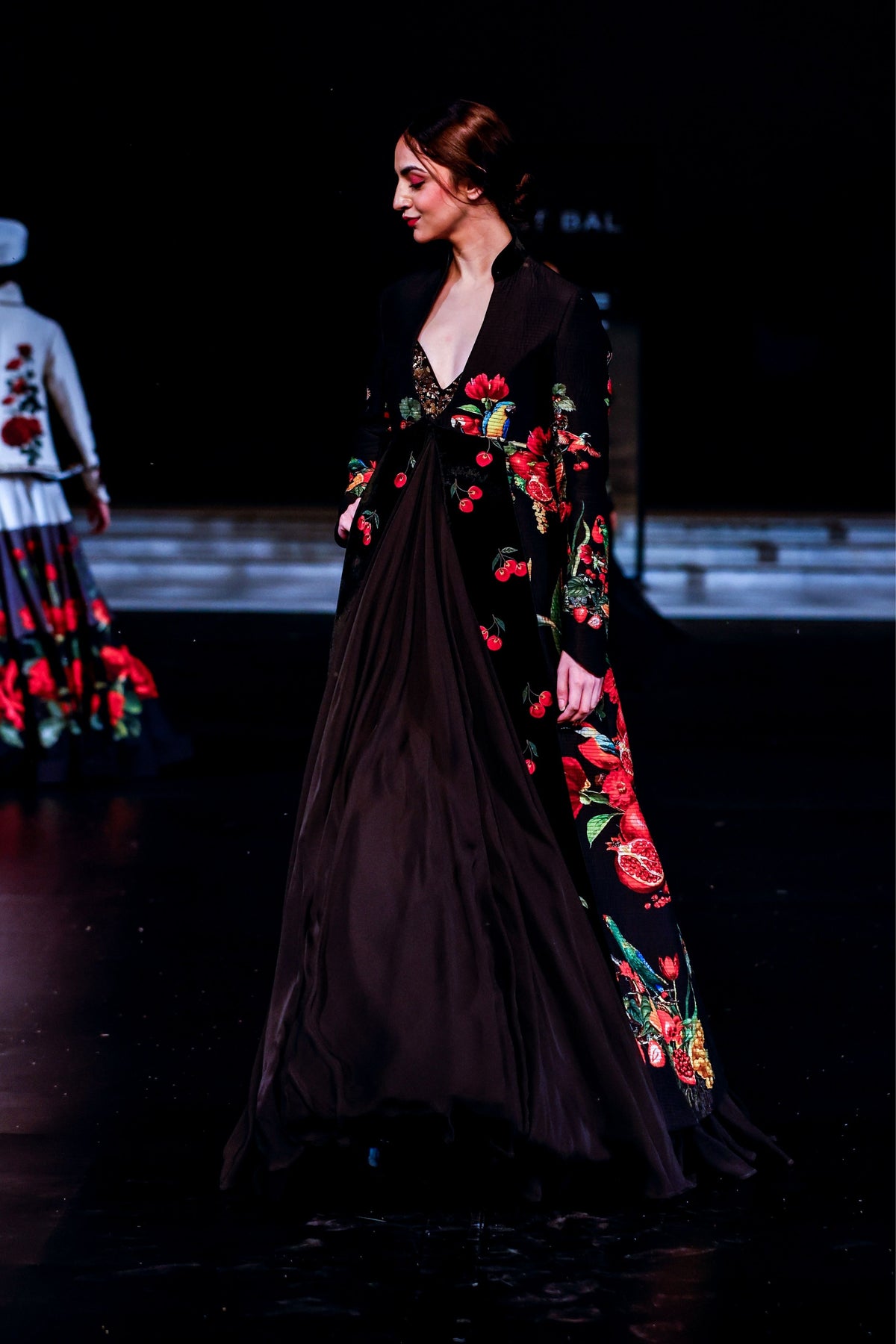 Long Printed Jacket With Anarkali