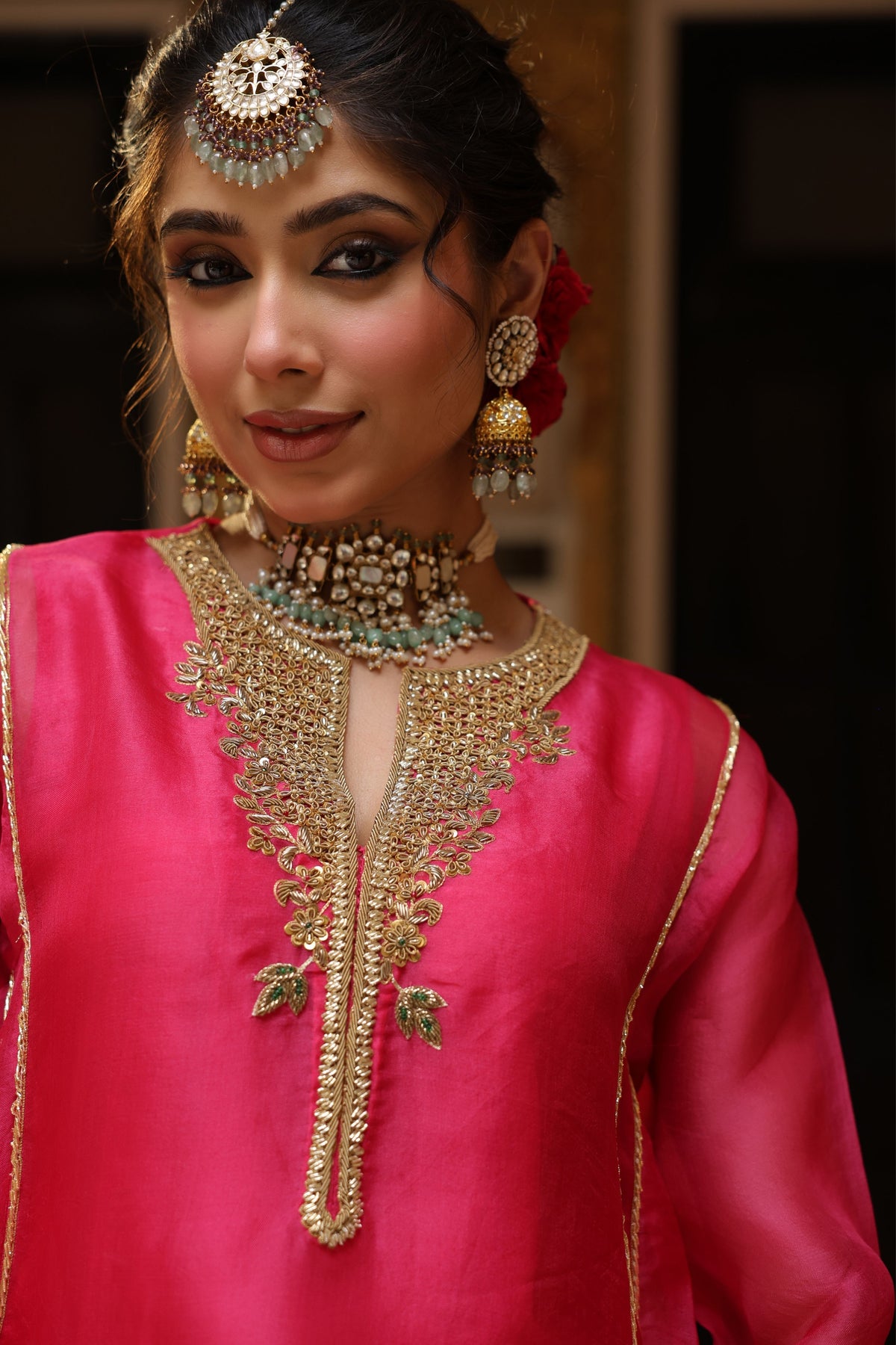 Pink Ahista Short Kurta Set