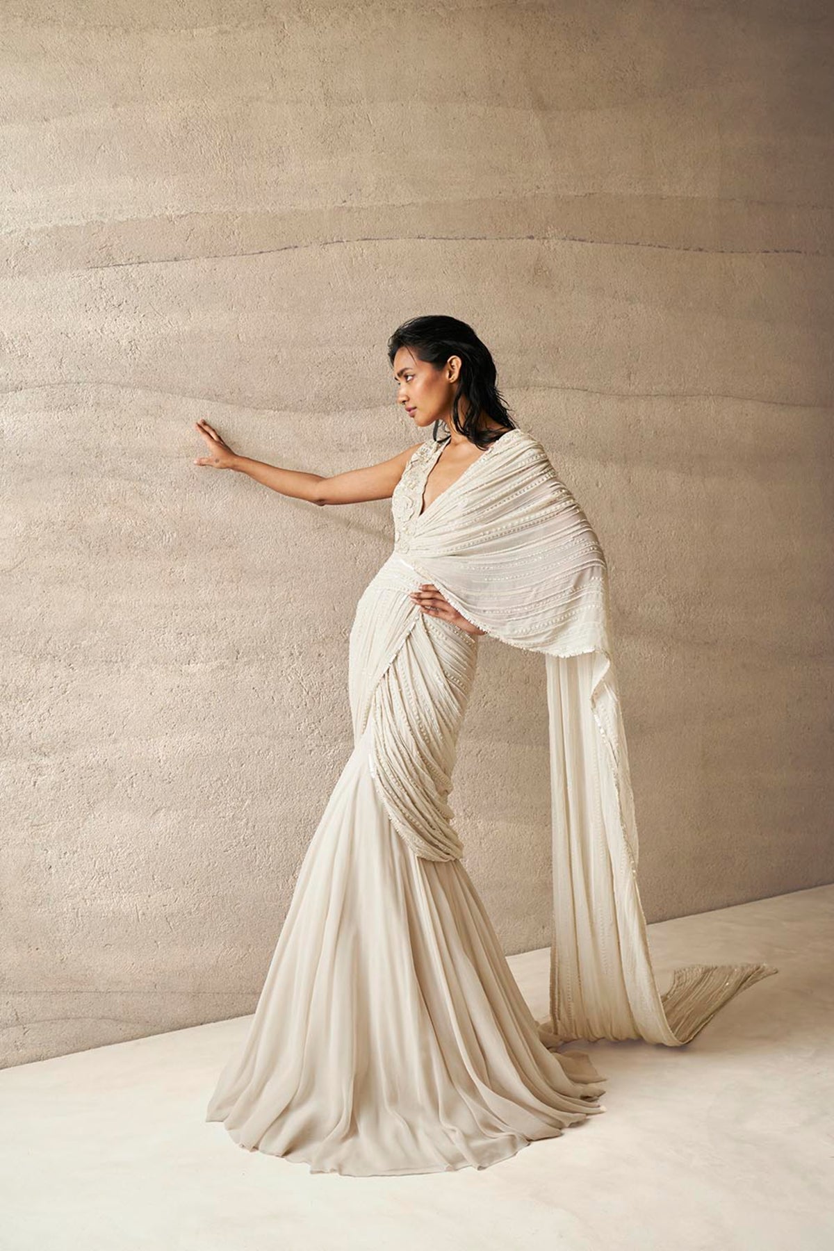 Poppy Bloom Saree Gown