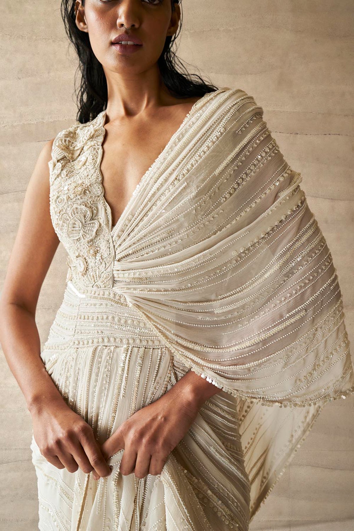 Poppy Bloom Saree Gown