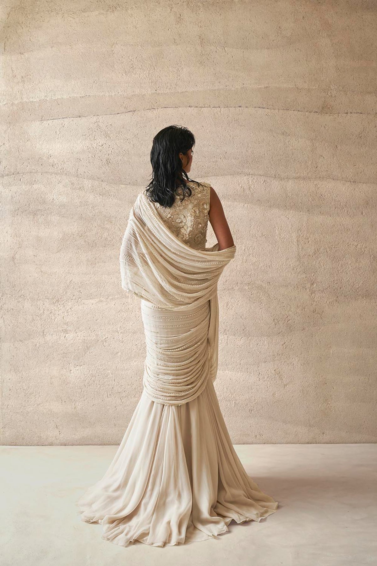 Poppy Bloom Saree Gown