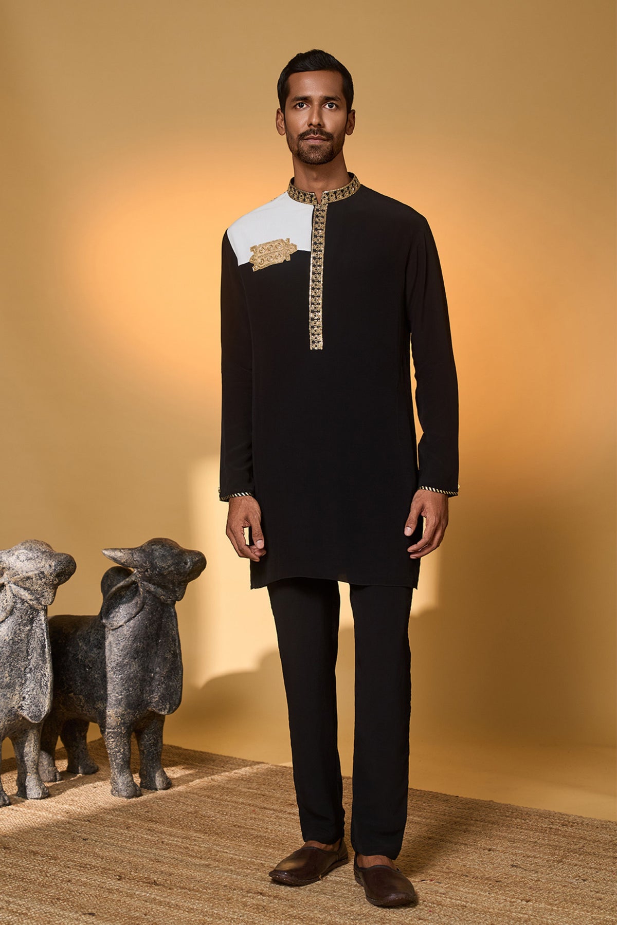 Black White Turtle Tale Kurta Set