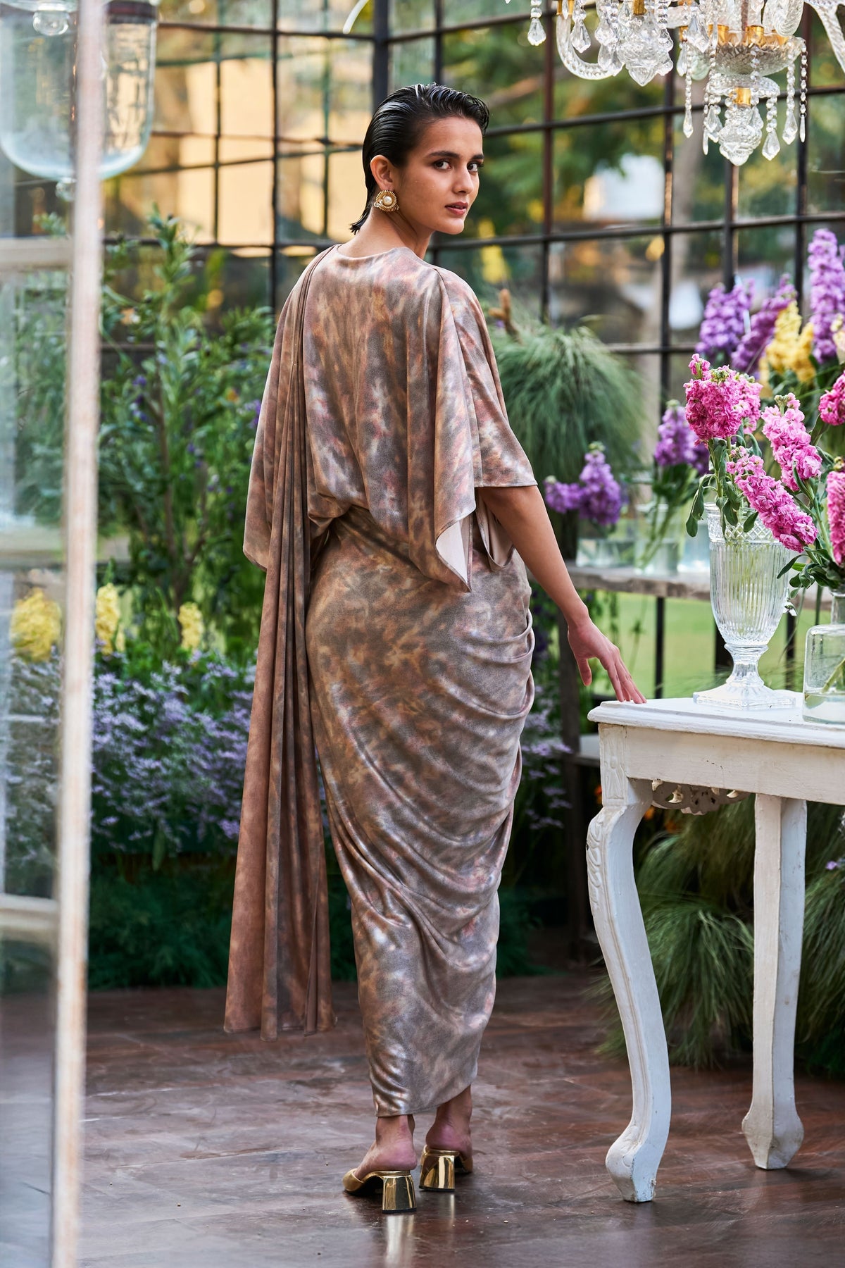 Sari Drape Kaftan Gown