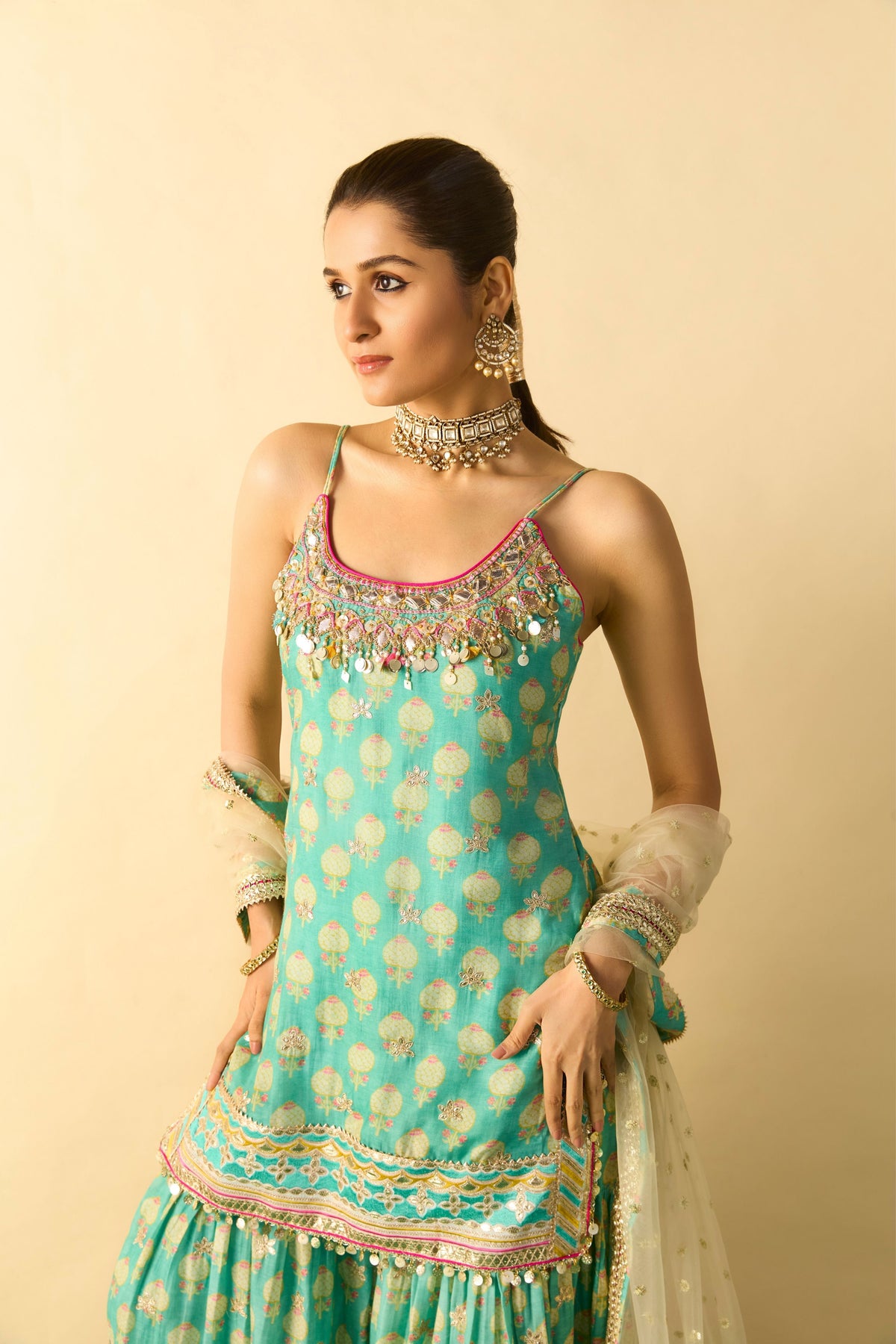 Ravina Aqua Sharara Set