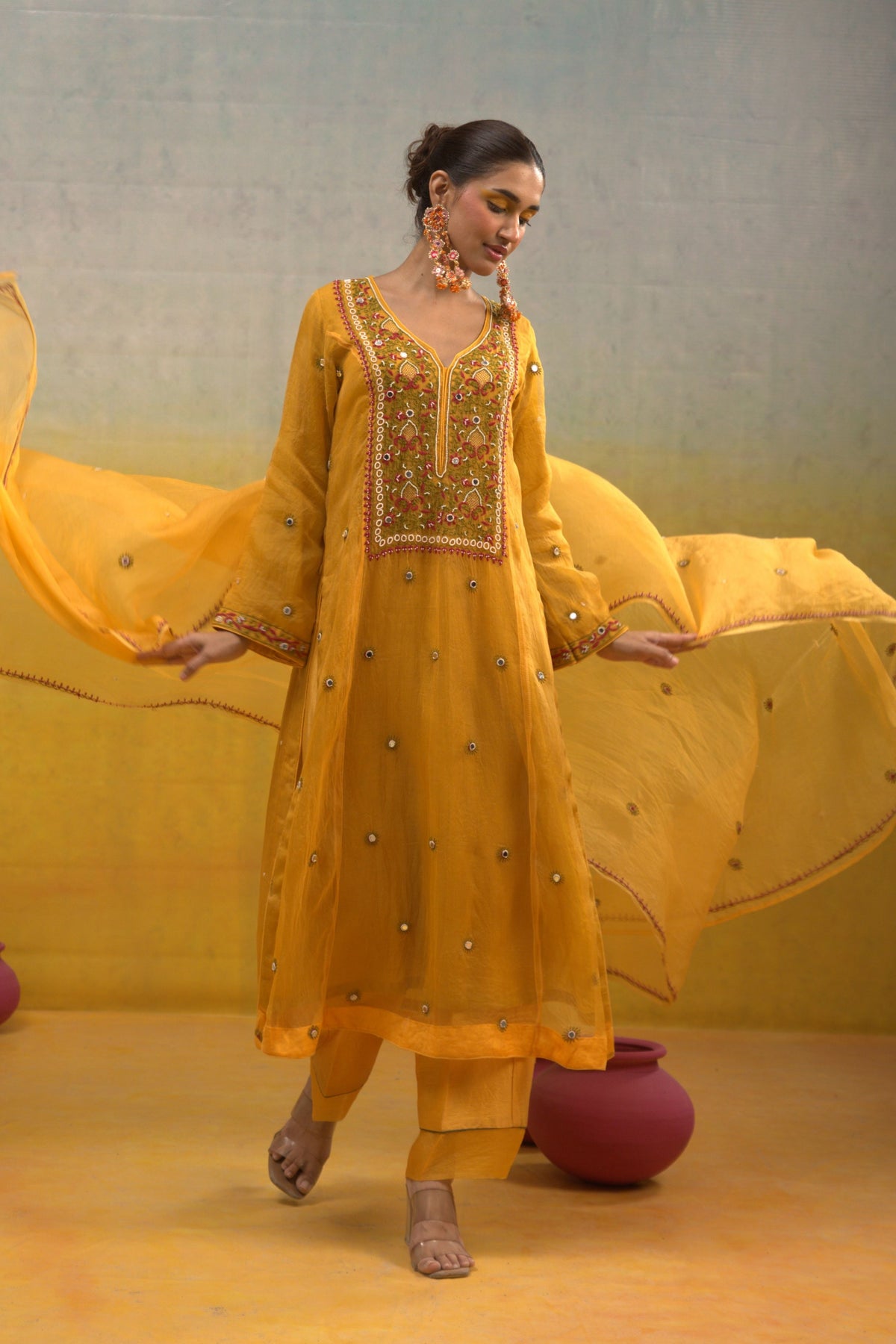 Mango Yellow Kalidar Set