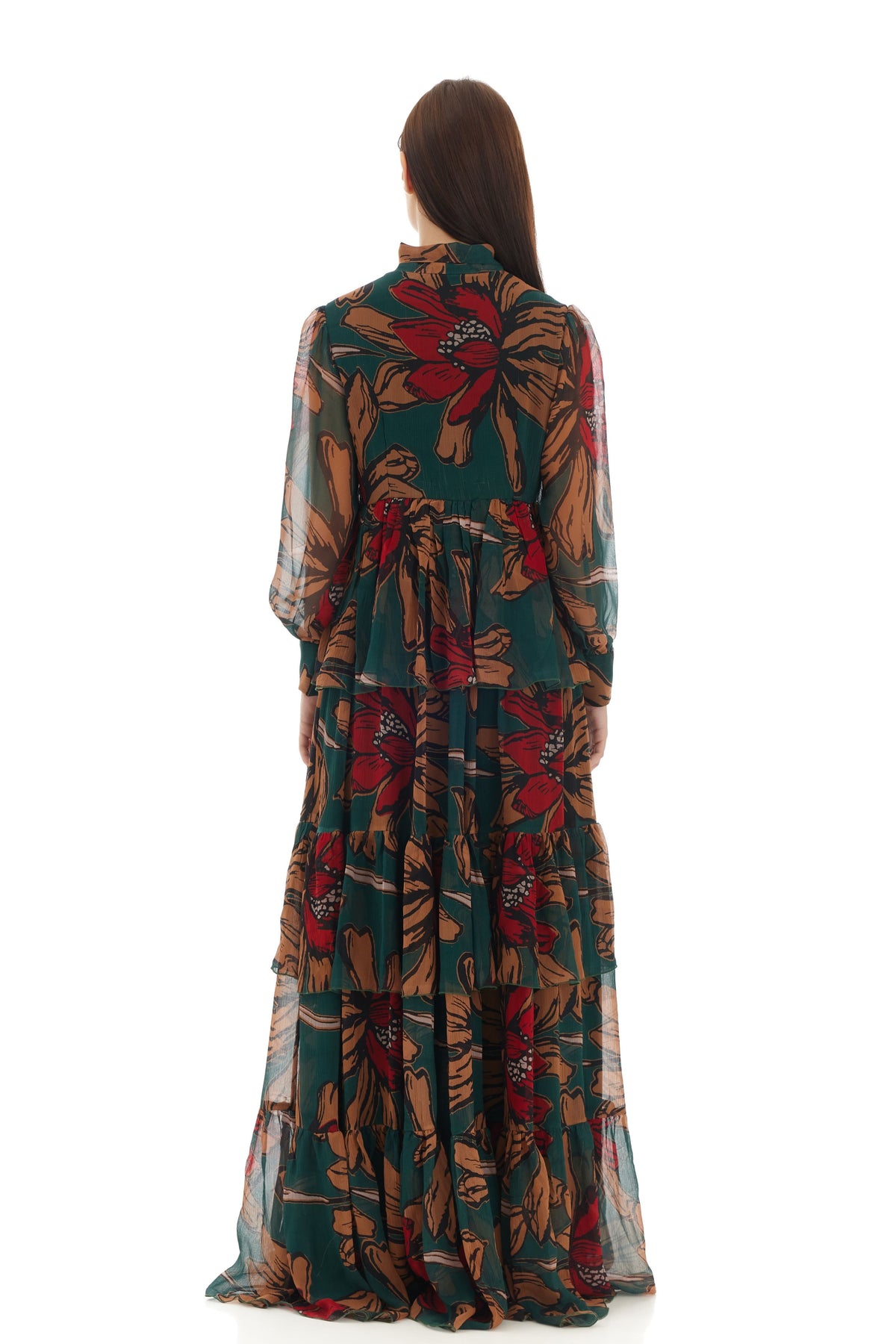 Green and Orange Long Dress