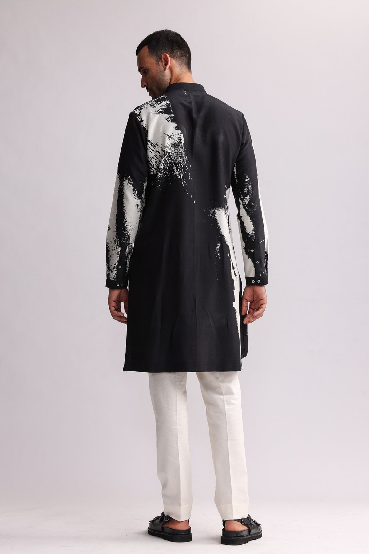 Shadow Printed Black Kurta