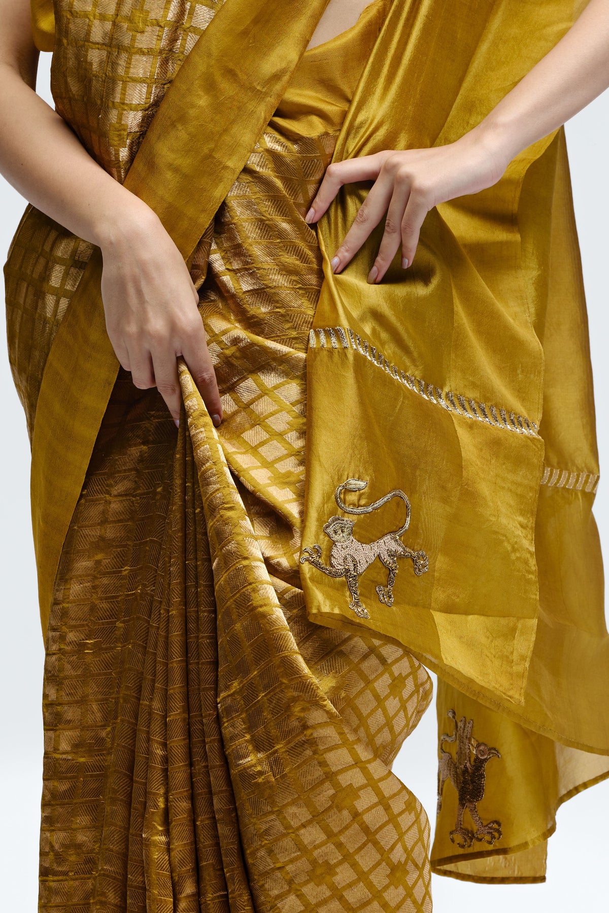 Sabina Mustard Brocade Silk Saree