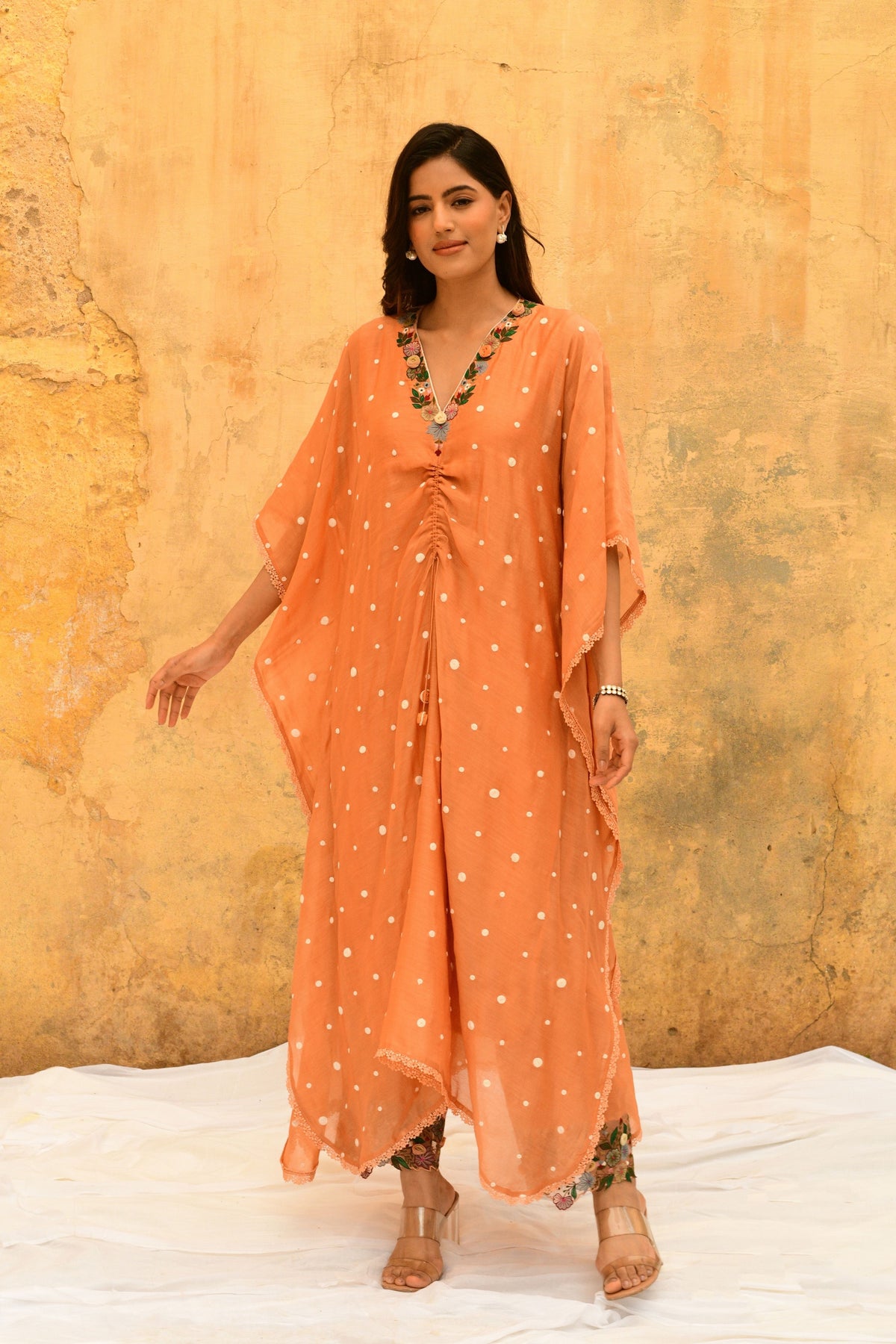 Peach Orchid Heavy Kaftan Set