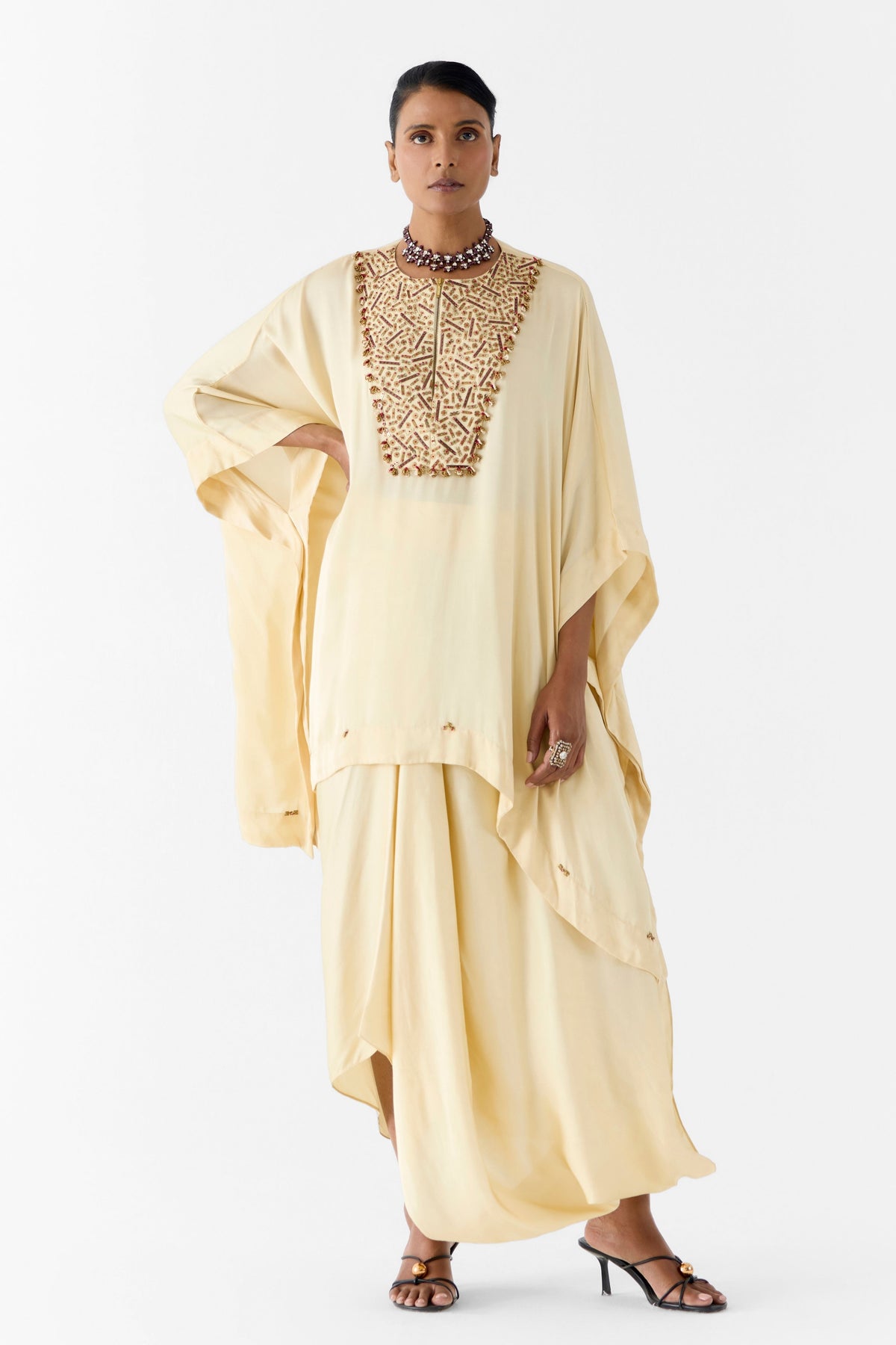 Pearl Embroidered Kaftan Set