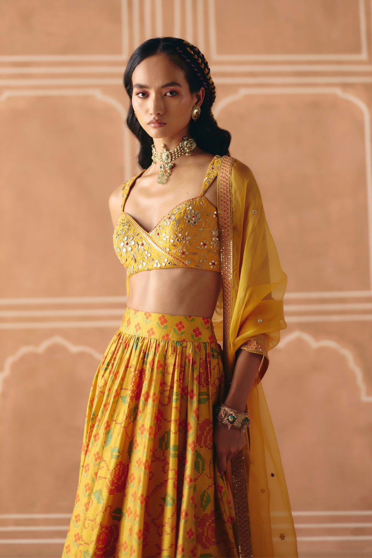 Marigold Yellow Gathered Lehenga