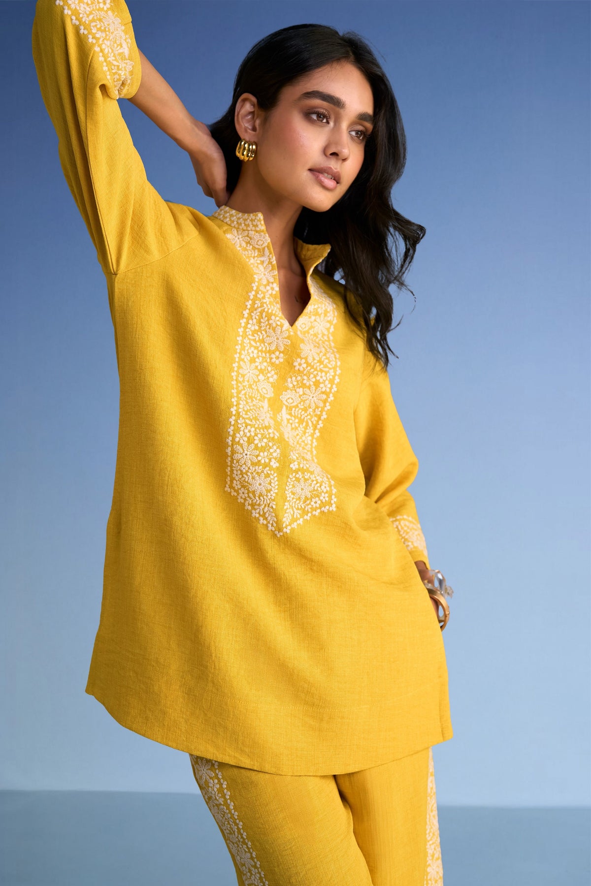Yellow Embroidered Pants