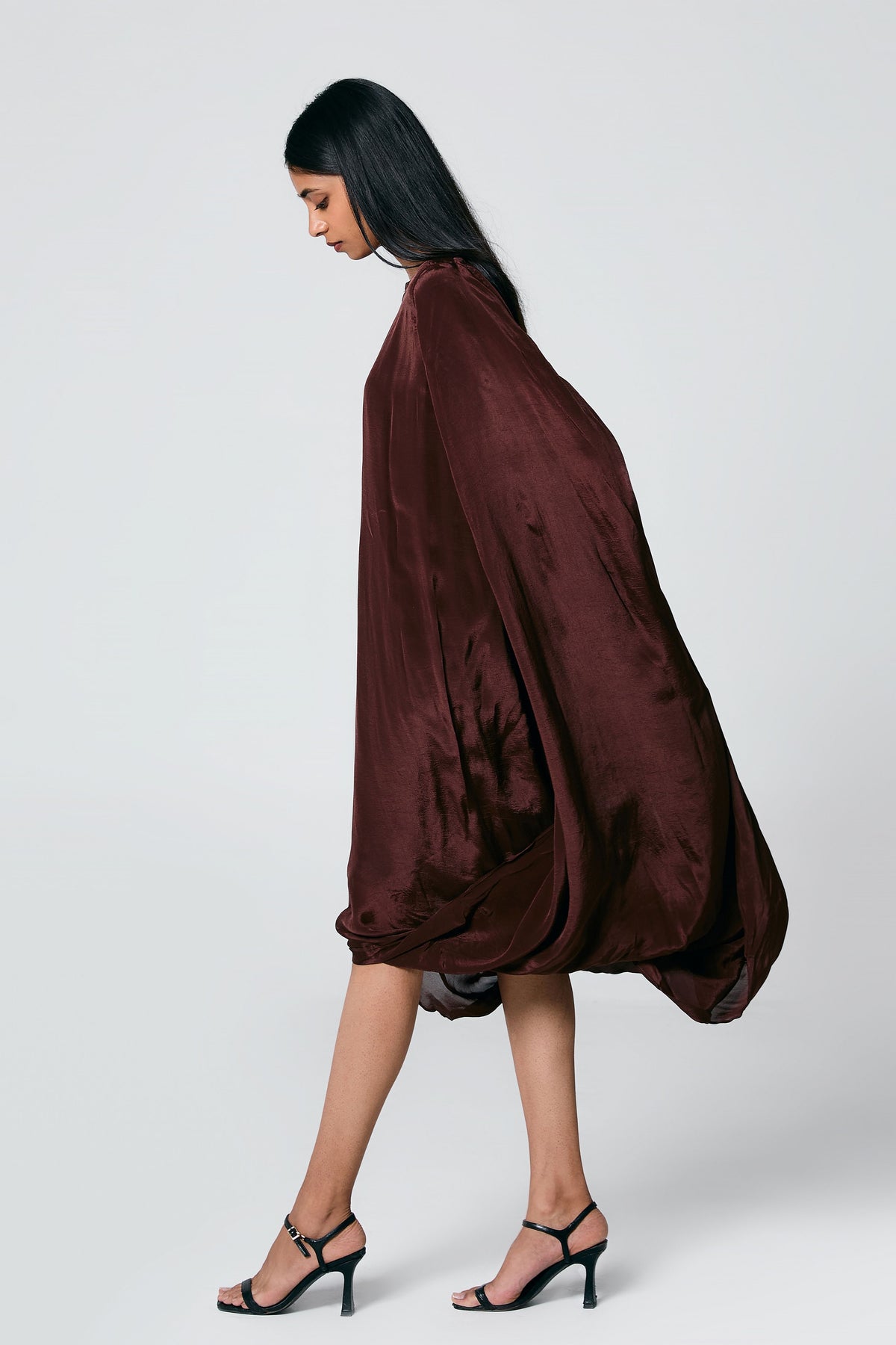 Brown Cowl Dress