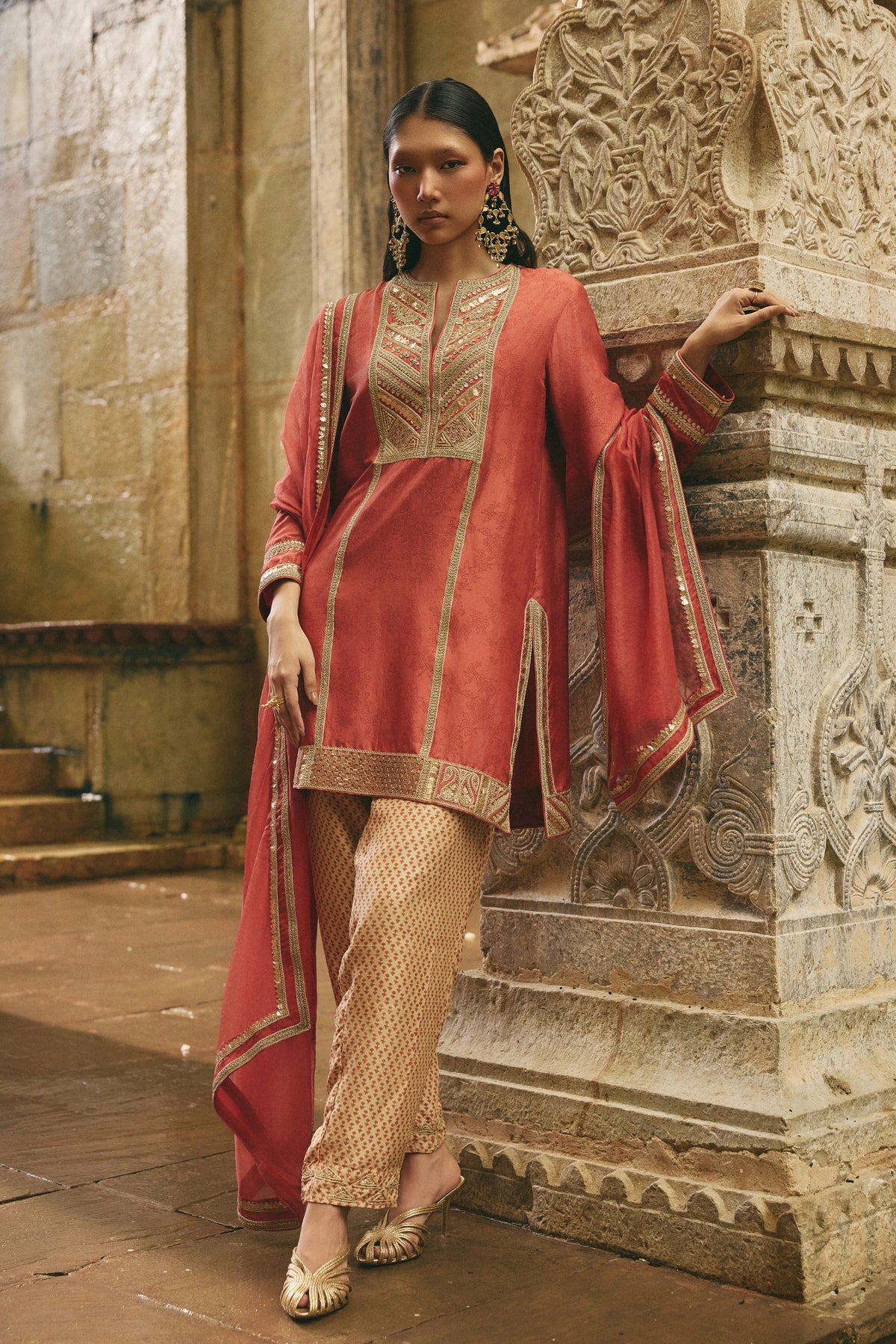 Red Short Kurta Salwar Set
