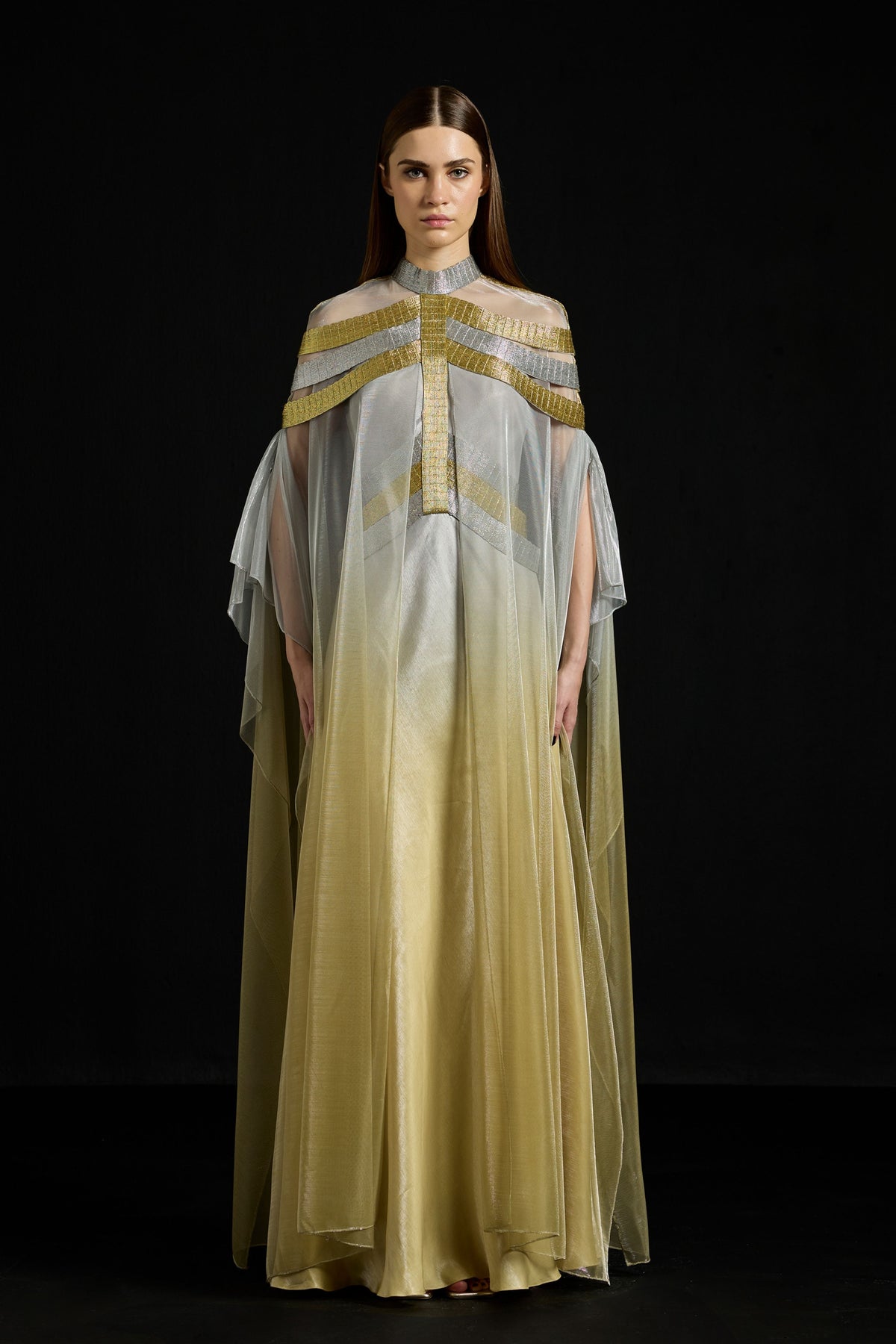 Satin Overlay Metallic Dress