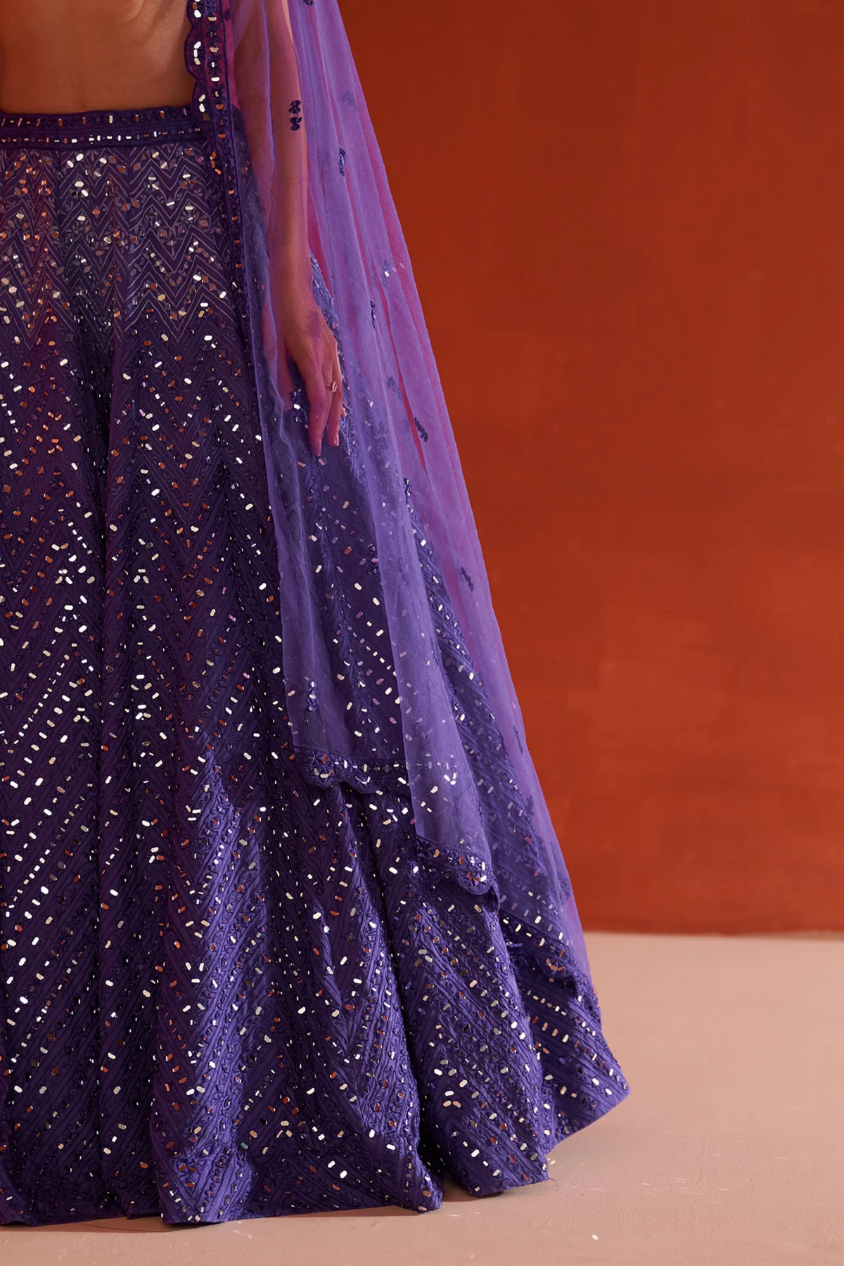 Purple Raw Silk Lehenga Set