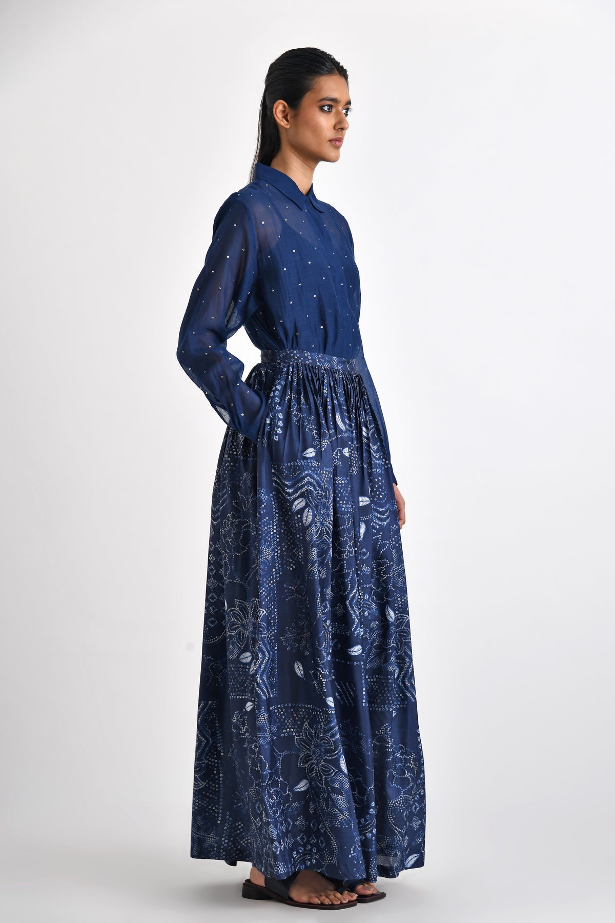 Navy Pella Pleated Skirt