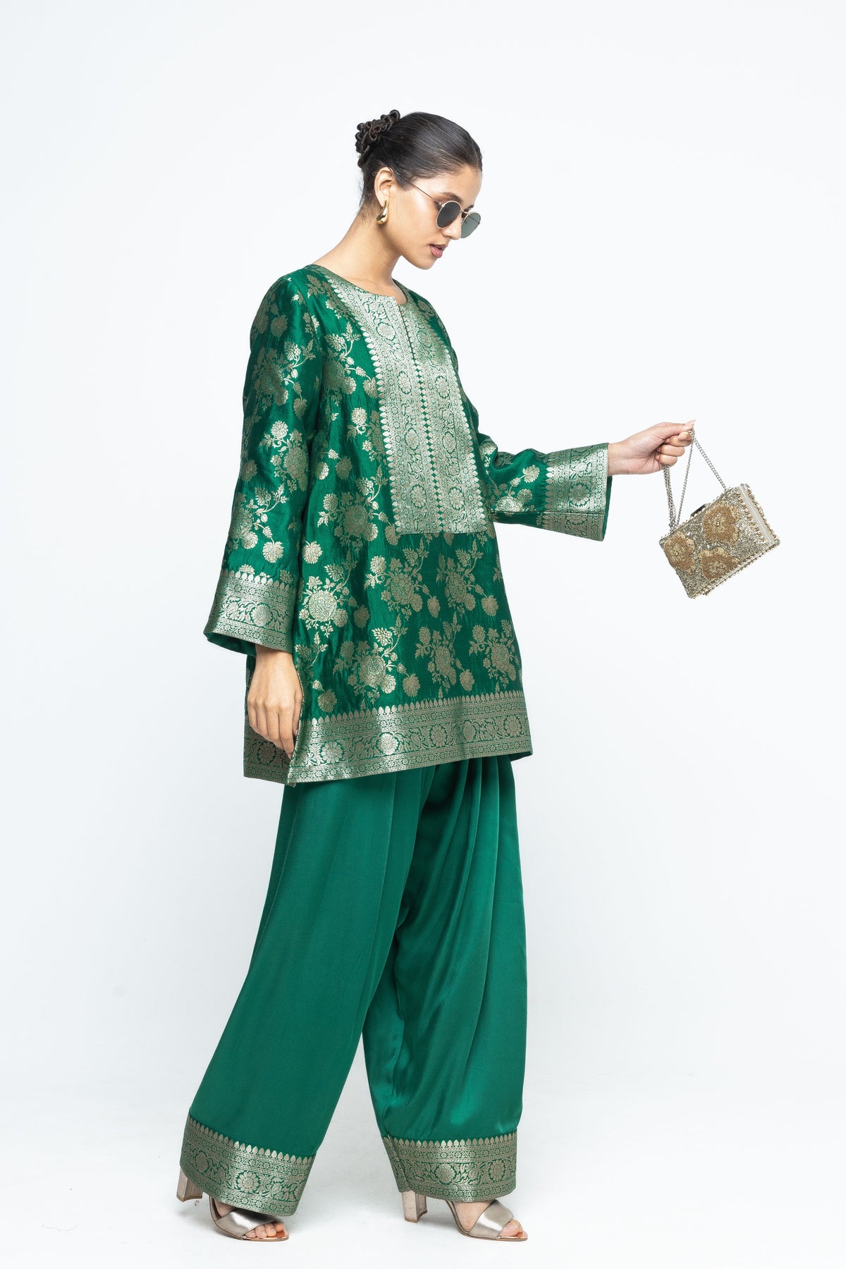 Gul Floral Green Tunic Set