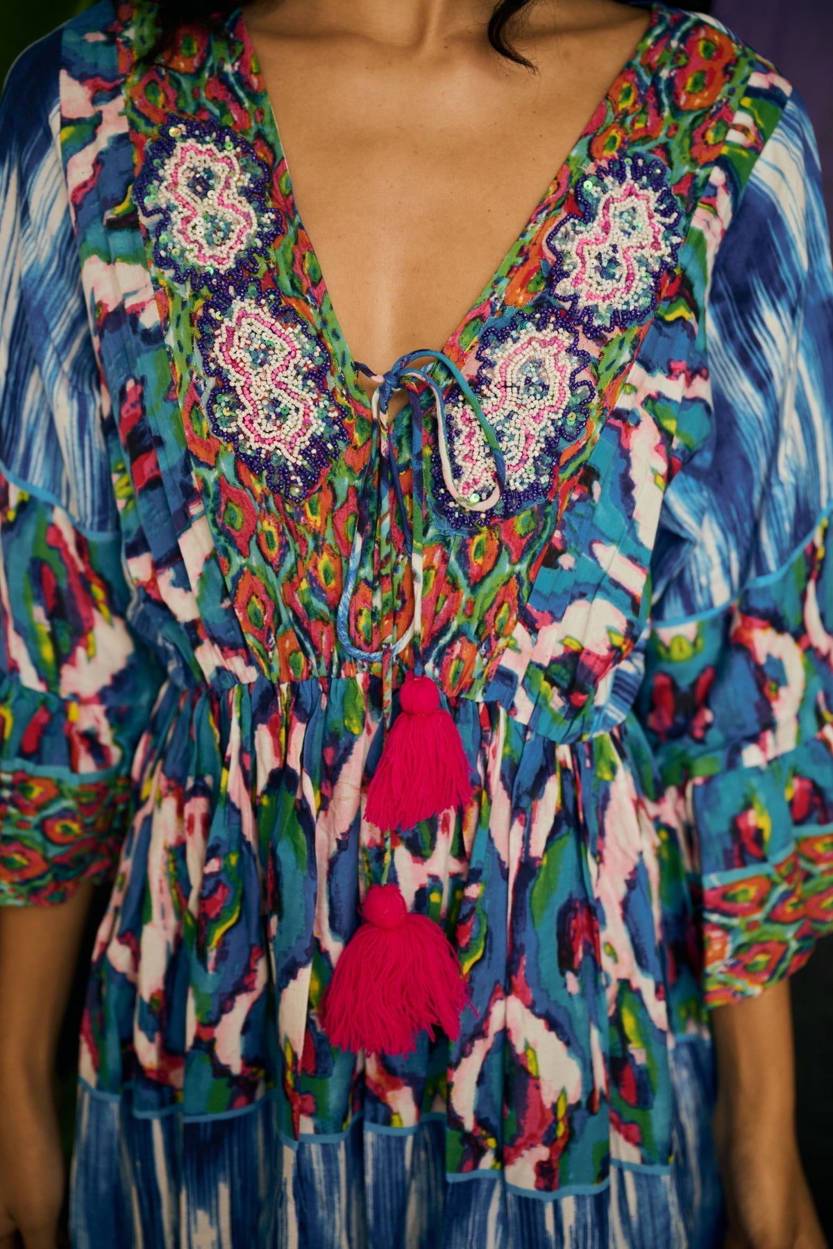 Embroidered Ikat Dress