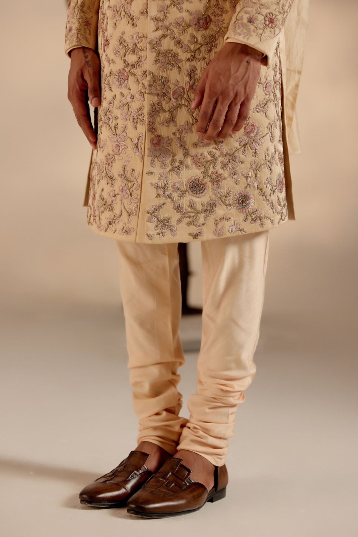 Pale Gold Sherwani Set