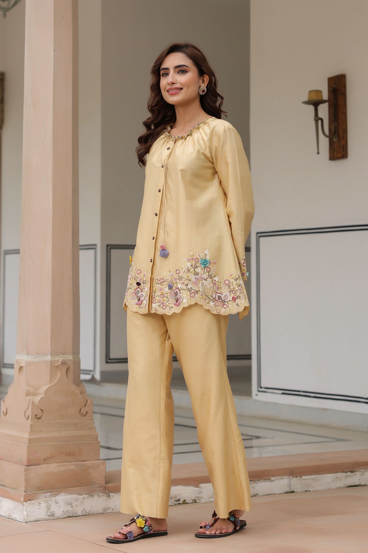 Gulzar Ivory Scallop Co-ord Set
