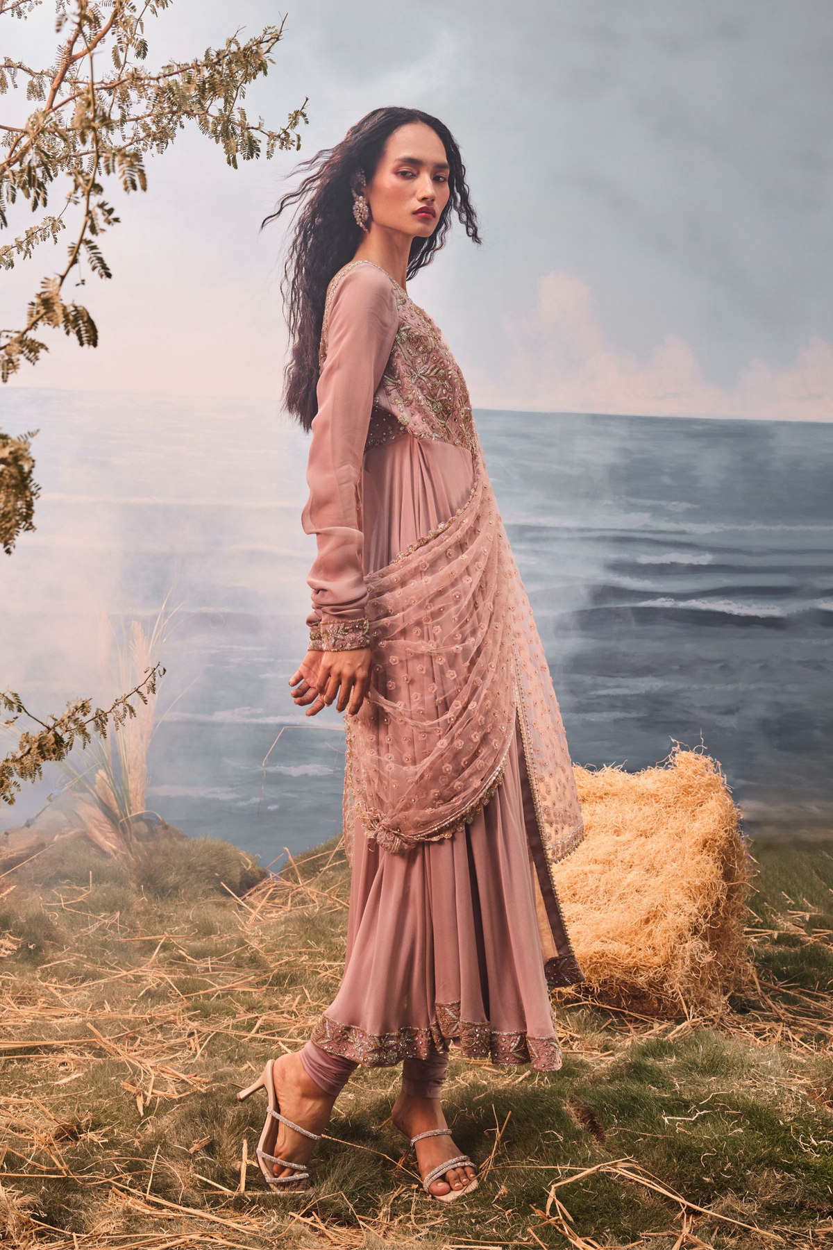 Burnt Pink Anarkali Set