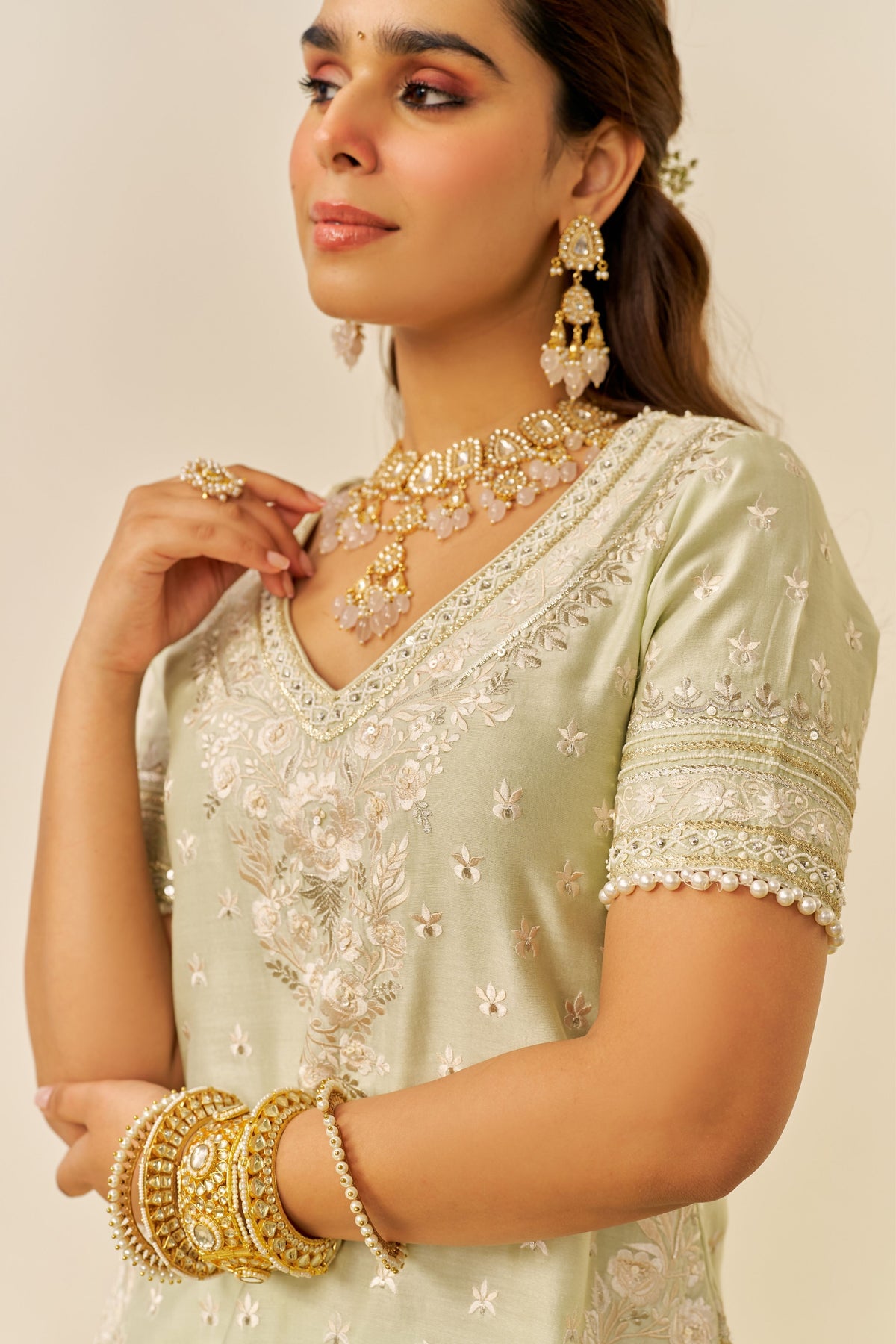 Mint Green Kurta With Sharara