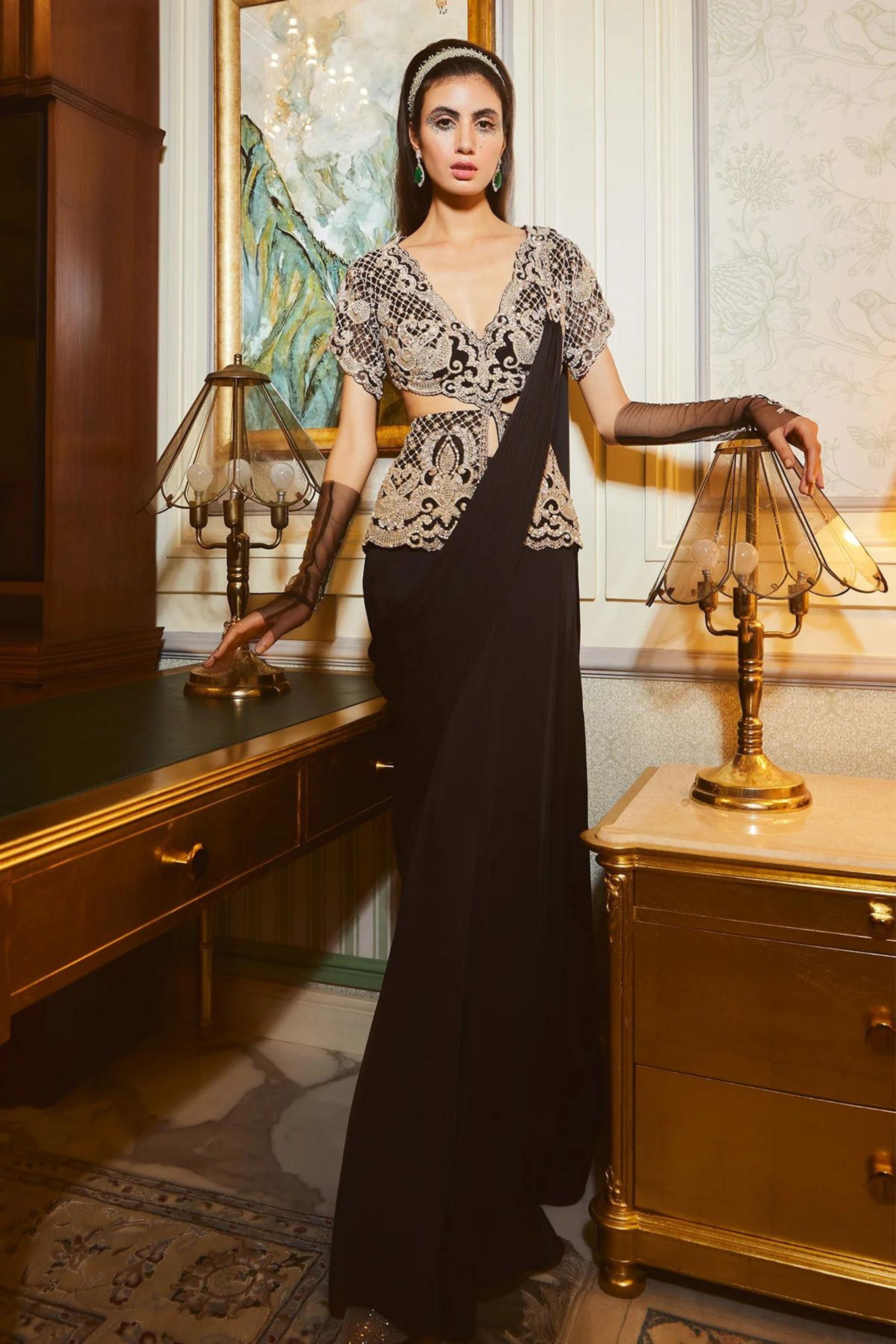 Anushkaa Bajaj Peplum Blouse With Draped Saree Elahe