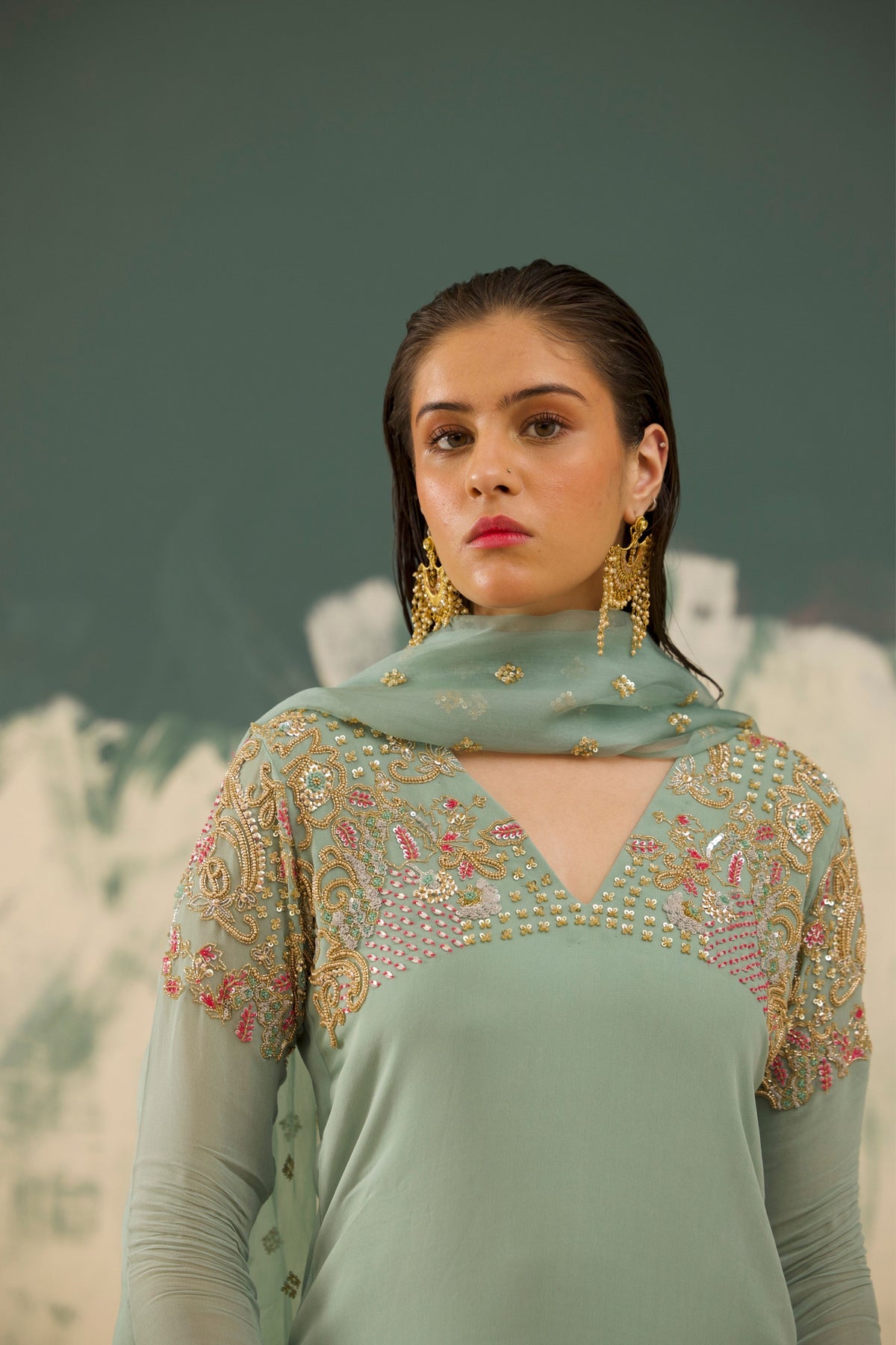 Sea Green Pastel Kurta Set