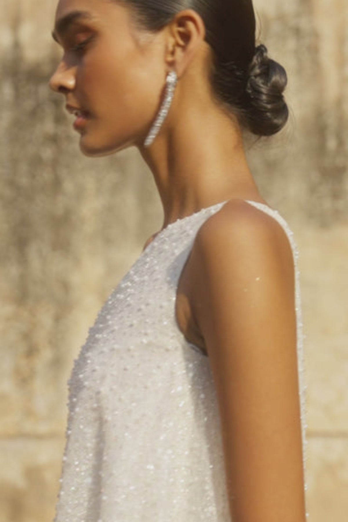 Pearl Embroidered One Shoulder Set