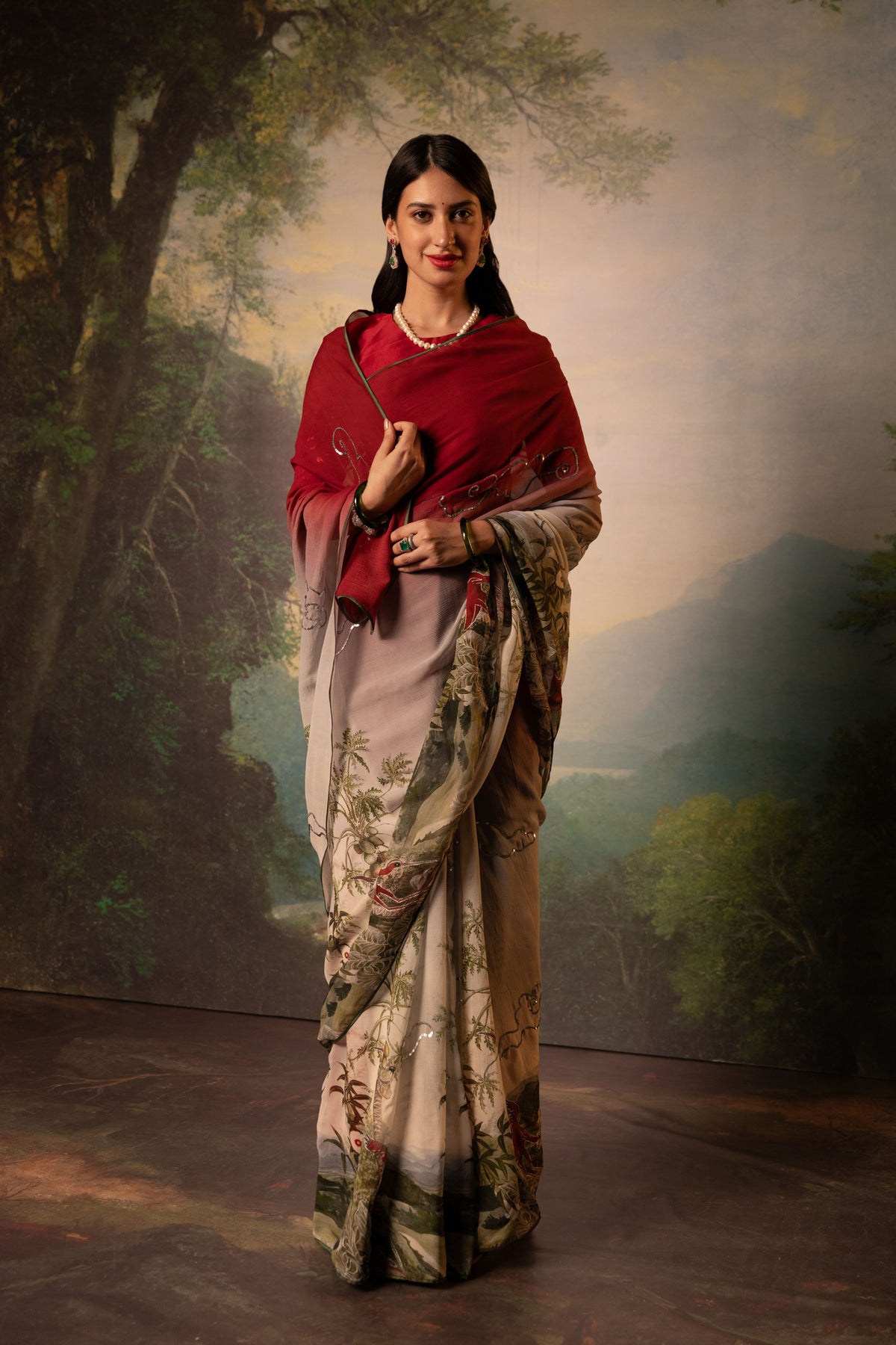 Amelie Printed French Chiffon Saree