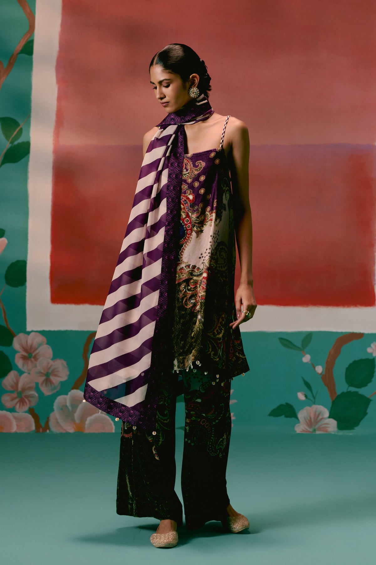 Purple Paisley Kurta Set