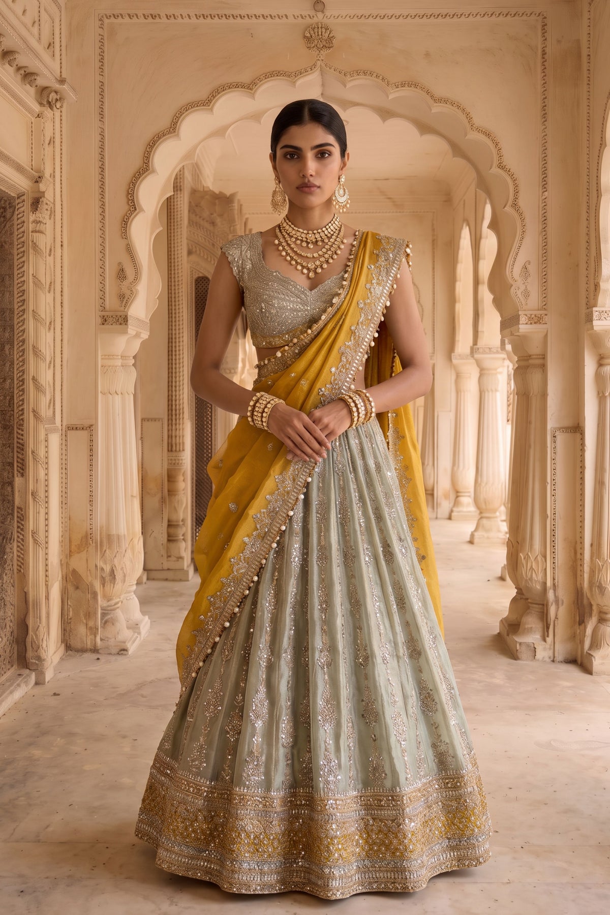 Basanti Gulzar Lehenga Set