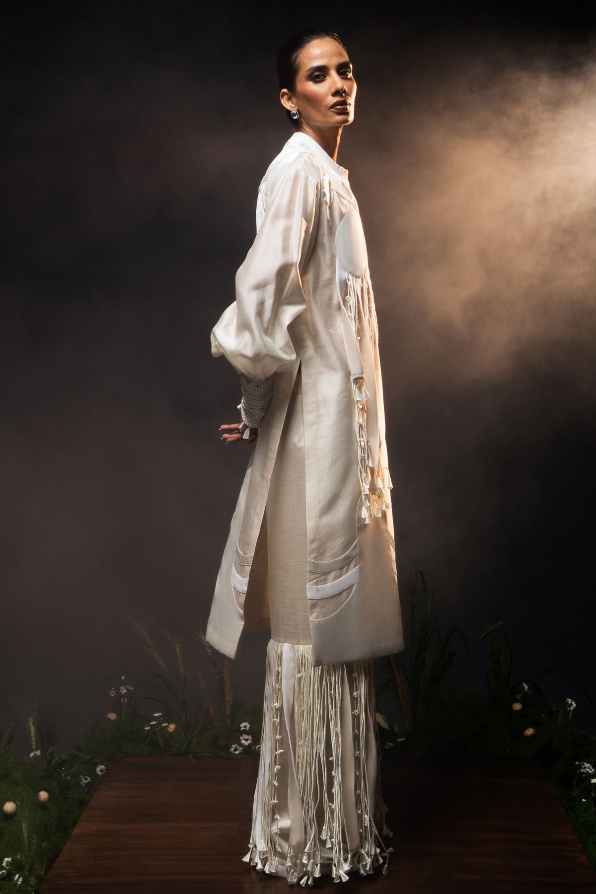 Ivory Tassel Fringe Tunic Set